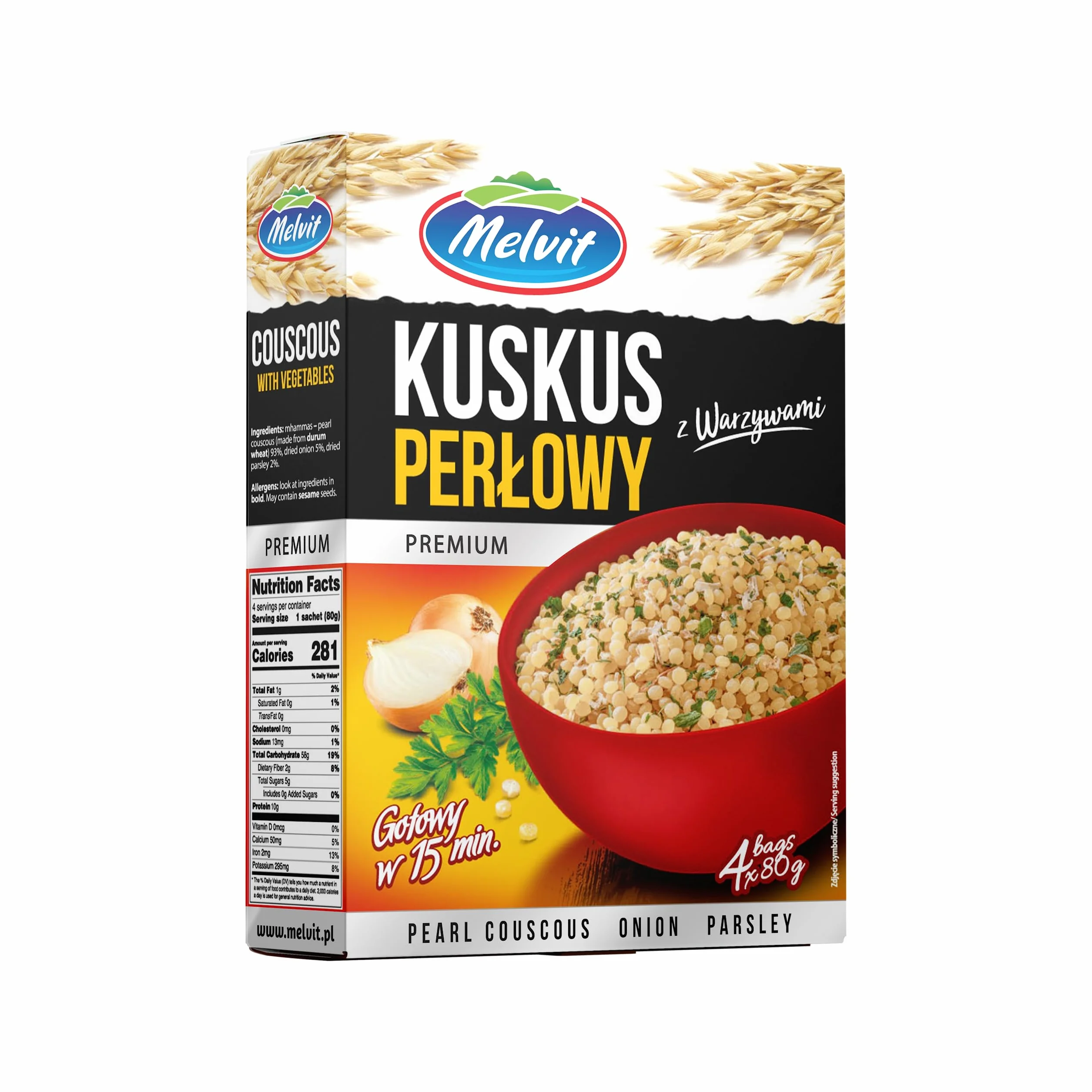 320 G CUSCUS PERLADO CON VERDURAS MELVIT - CAJA DE 6 UND