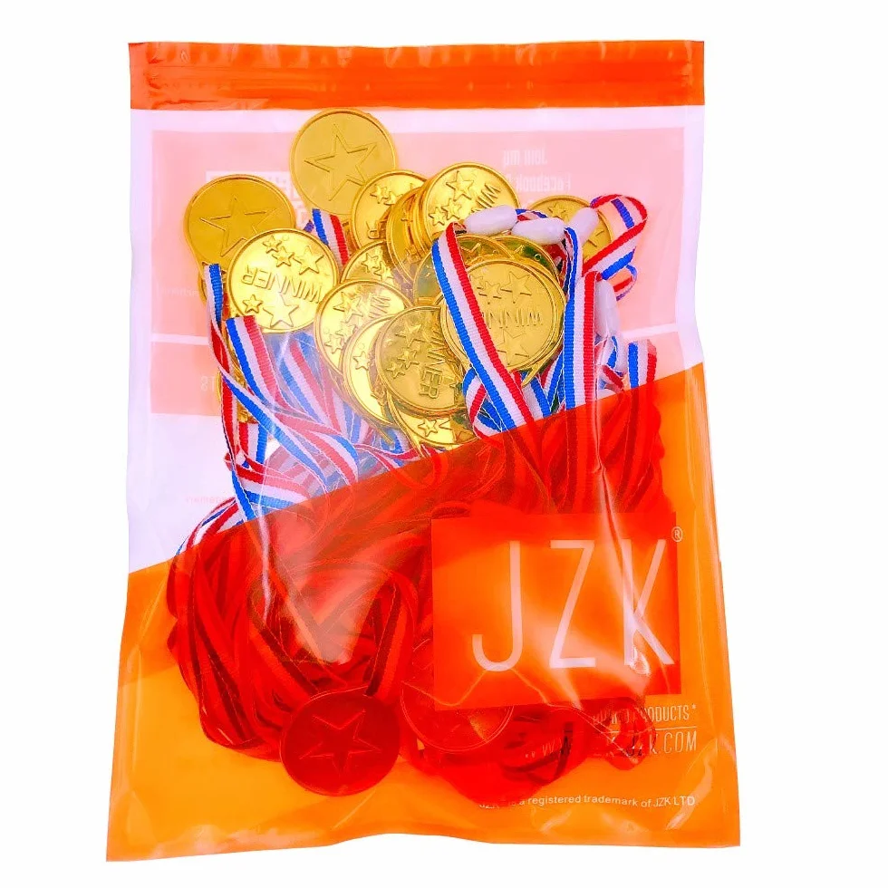 Medallas doradas de plástico con cintas para niños