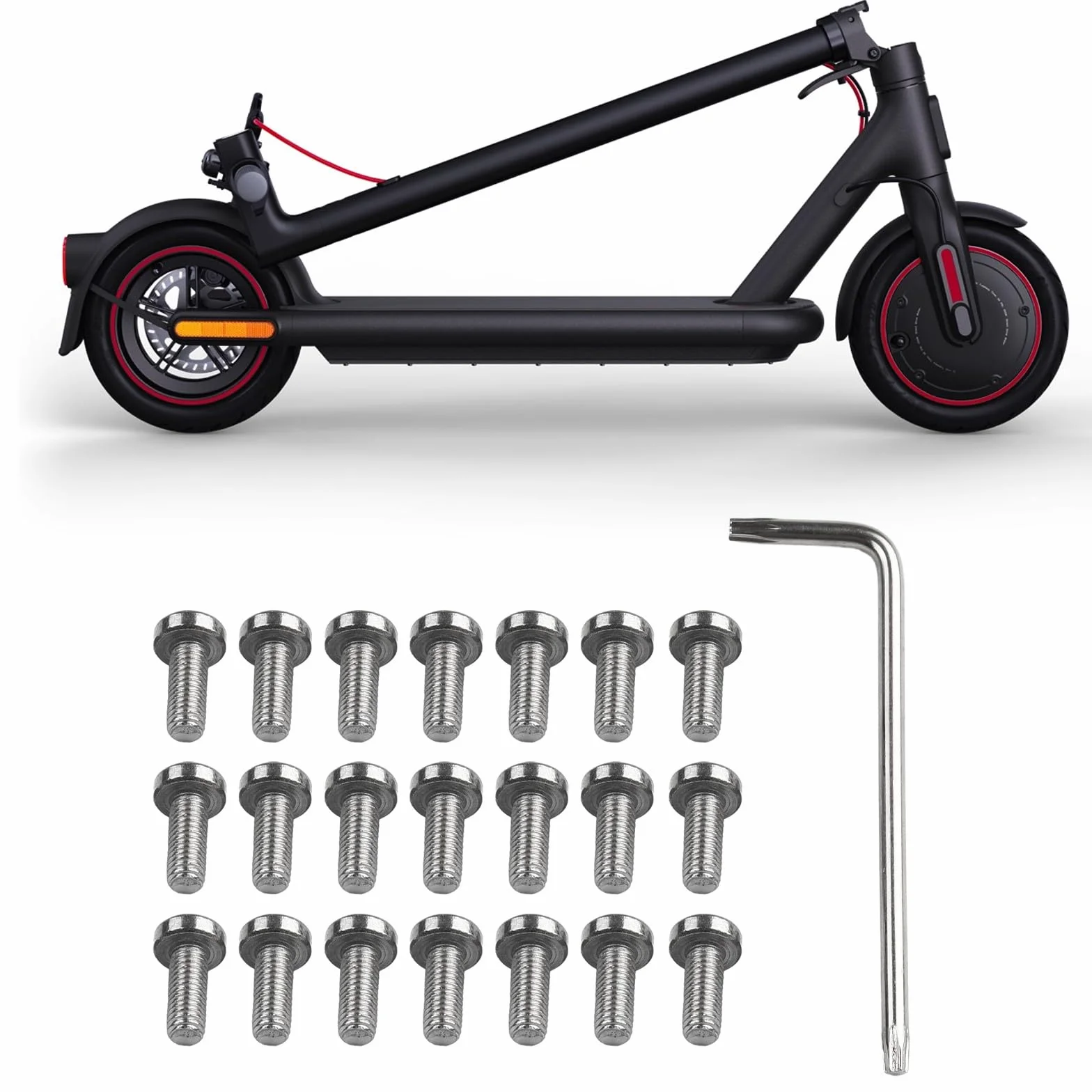 Kit de accesorios de acero plateado para Xiaomi M365 Pro scooter eléctrico, cubierta inferior de batería, 21 tornillos M3 con llave