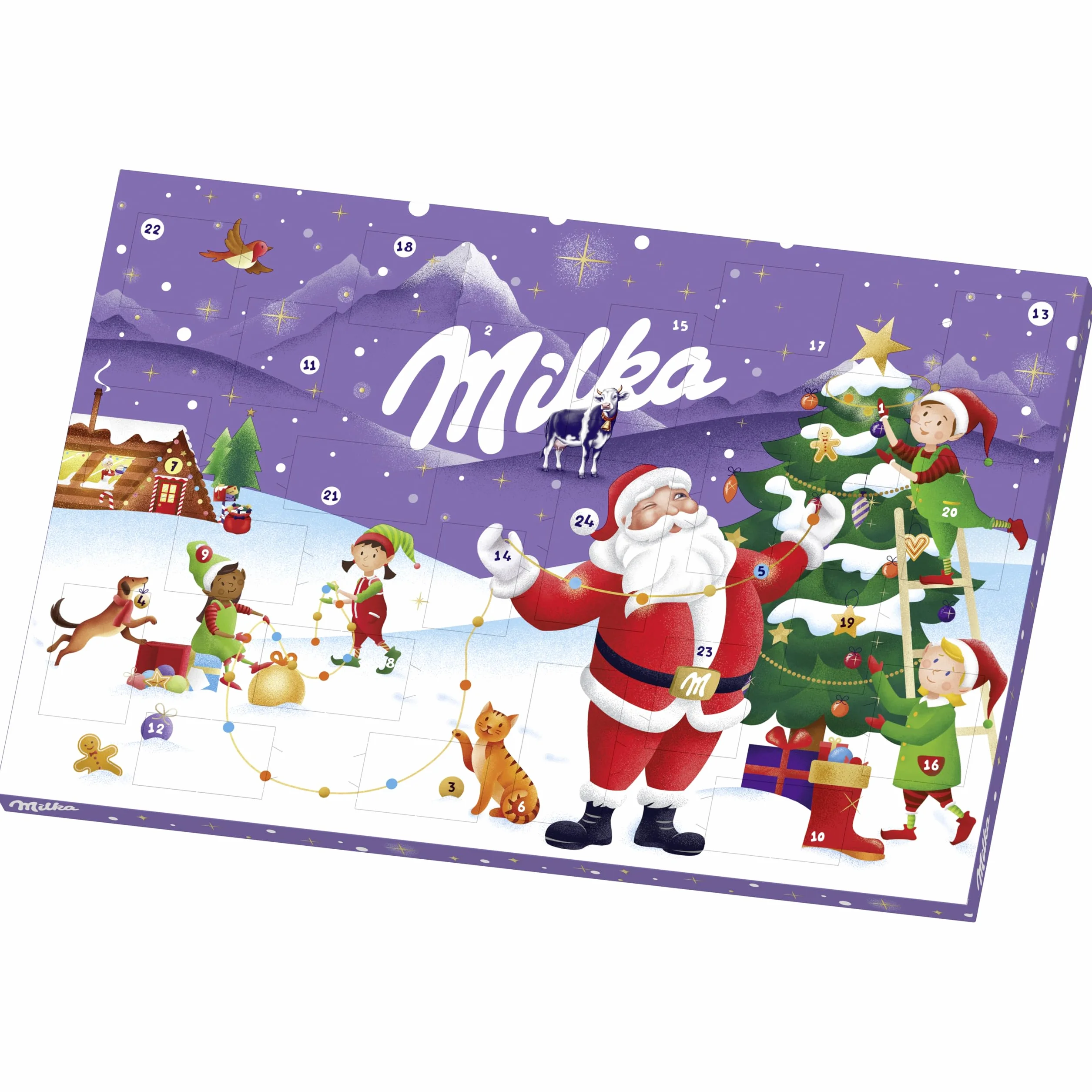 Milka Calendario de Adviento Chocolate con Leche de los Alpes, Edición Especial Navidad-200 g