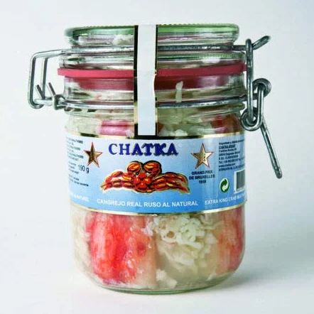 Chatka Cangrejo Real Ruso Pata Cristal Lata Gourmet Delicatessen al natural Crab Tarro 310g
