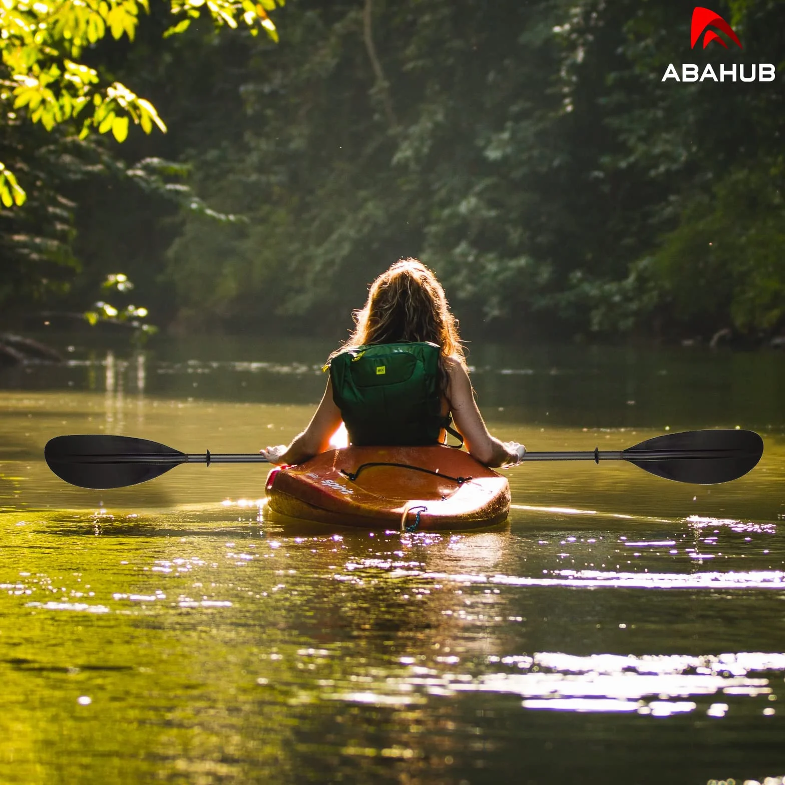 Abahub Remo Kayak Carbono 230 cm Ajustable 220-240 cm Pala de Kayak con Línea Hoja de Plástico