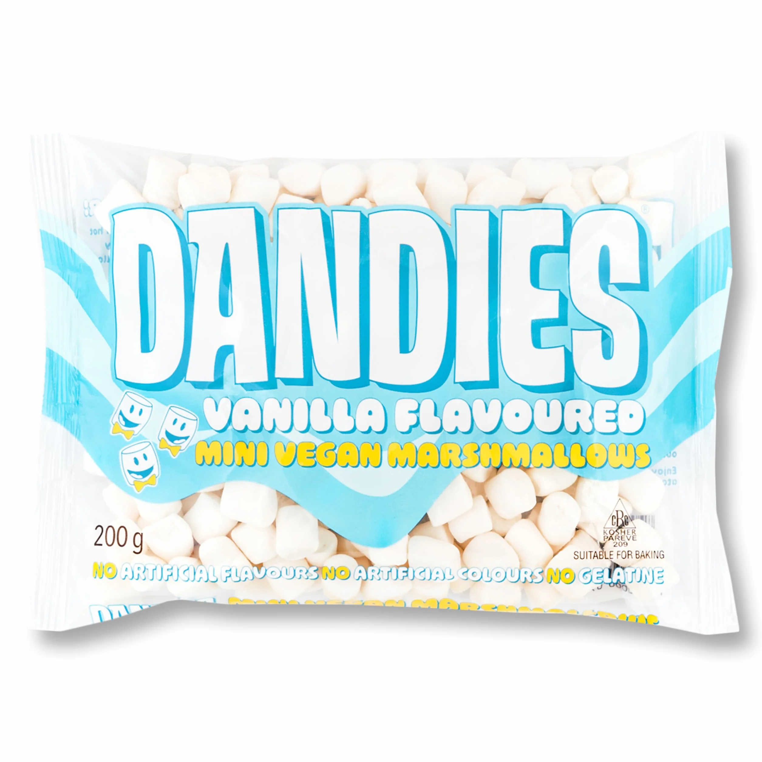 Dandies Mini malvaviscos veganos con sabor a vainilla, 200 g, apto para vegetarianos, sin gluten, sin OMG, sin sabores ni colores artificiales, kosher | sin alérgenos | Snack a base de plantas