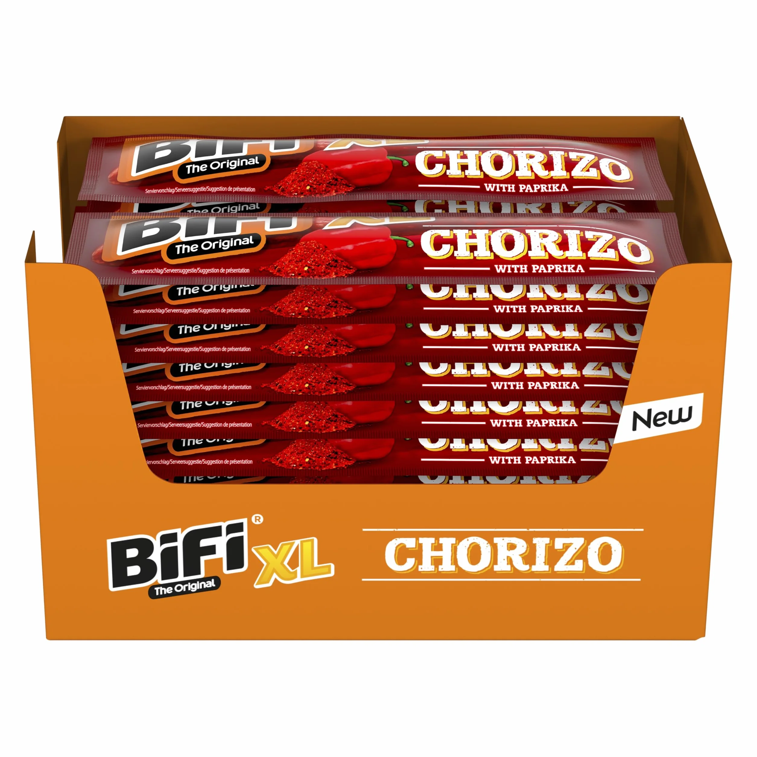 BiFi Chorizo XL Sticks - Pack 20 x 26 g, palitos de chorizo con pimentón, chile y ajo