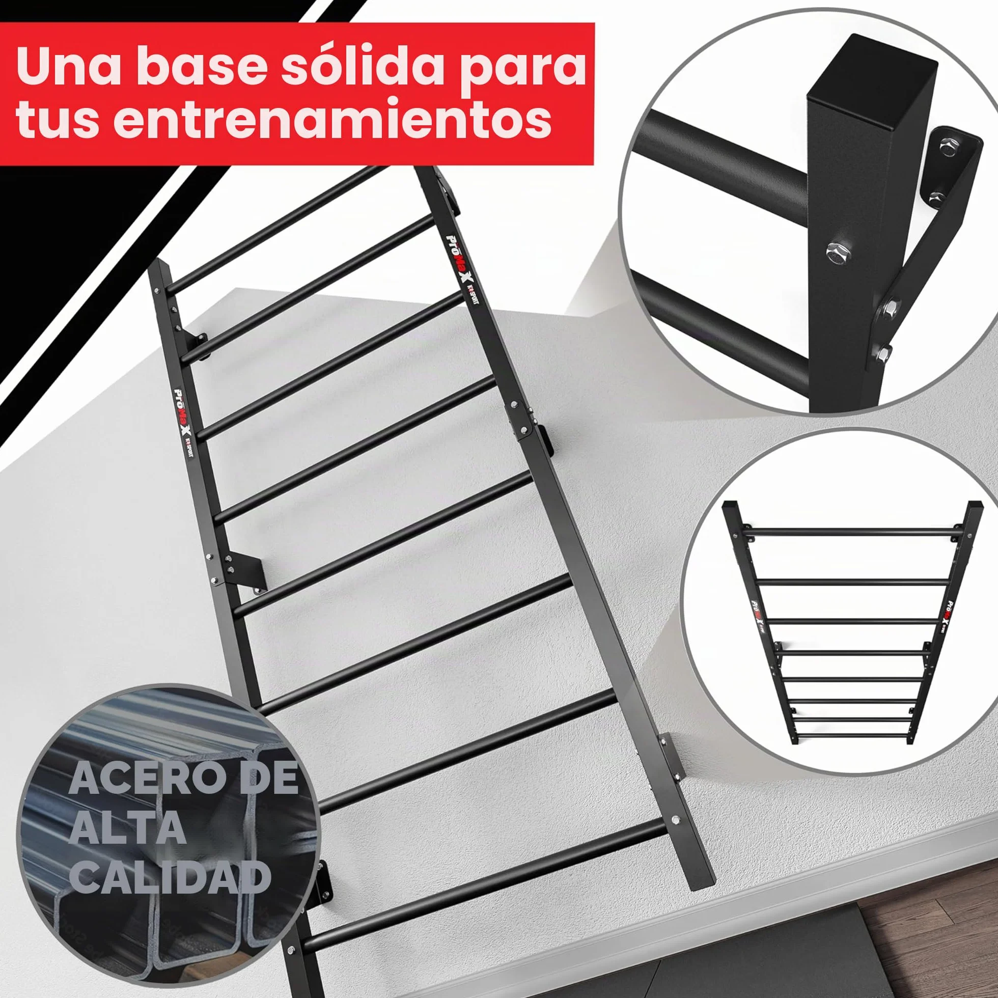 K-Sport Muro de escalada con 8 peldaños para montaje en pared, entrenamiento muscular en casa