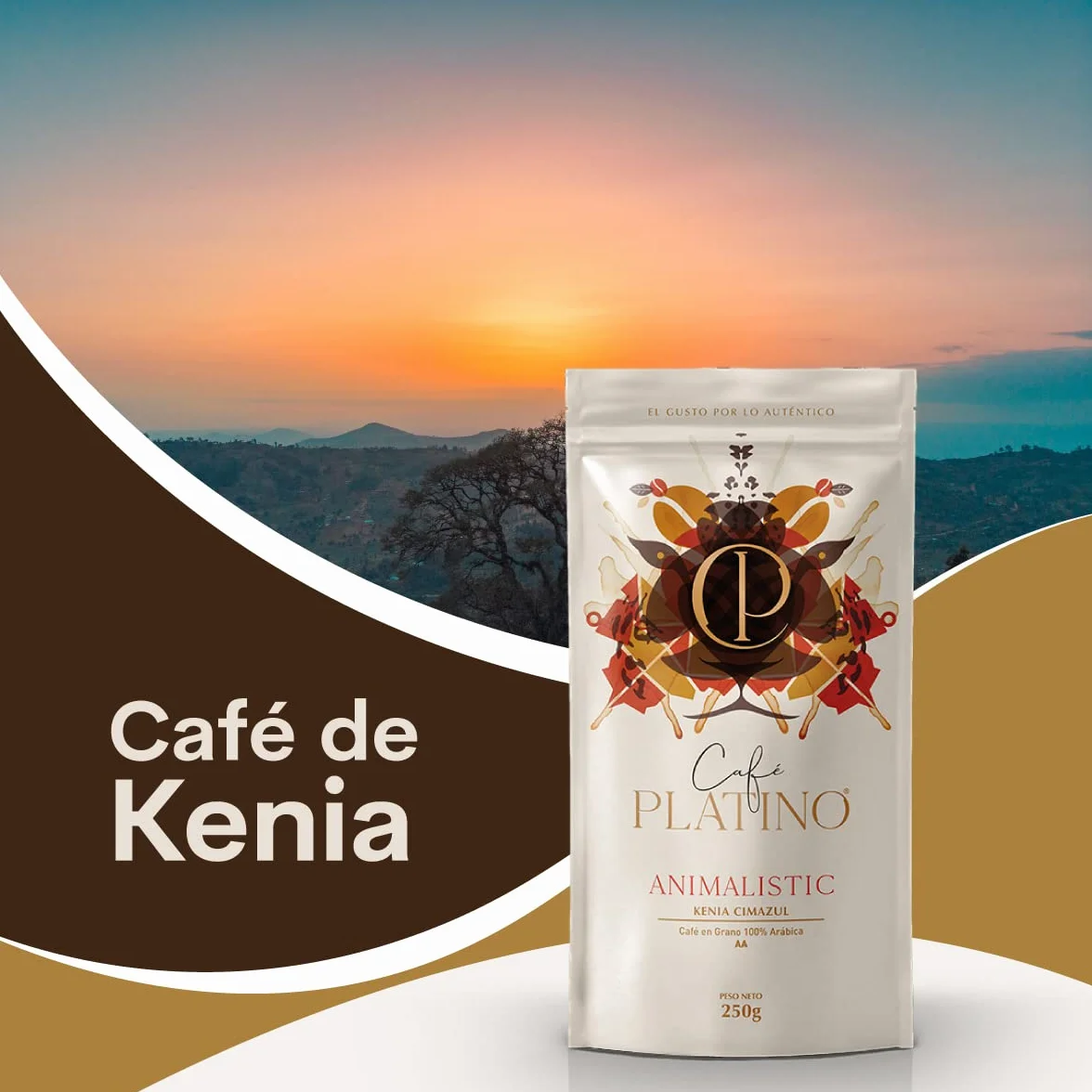 Café Platino Animalistic - Café en Grano Natural de Kenia Cimazul Tostado 250g - 100% Arábica - Categoría AA