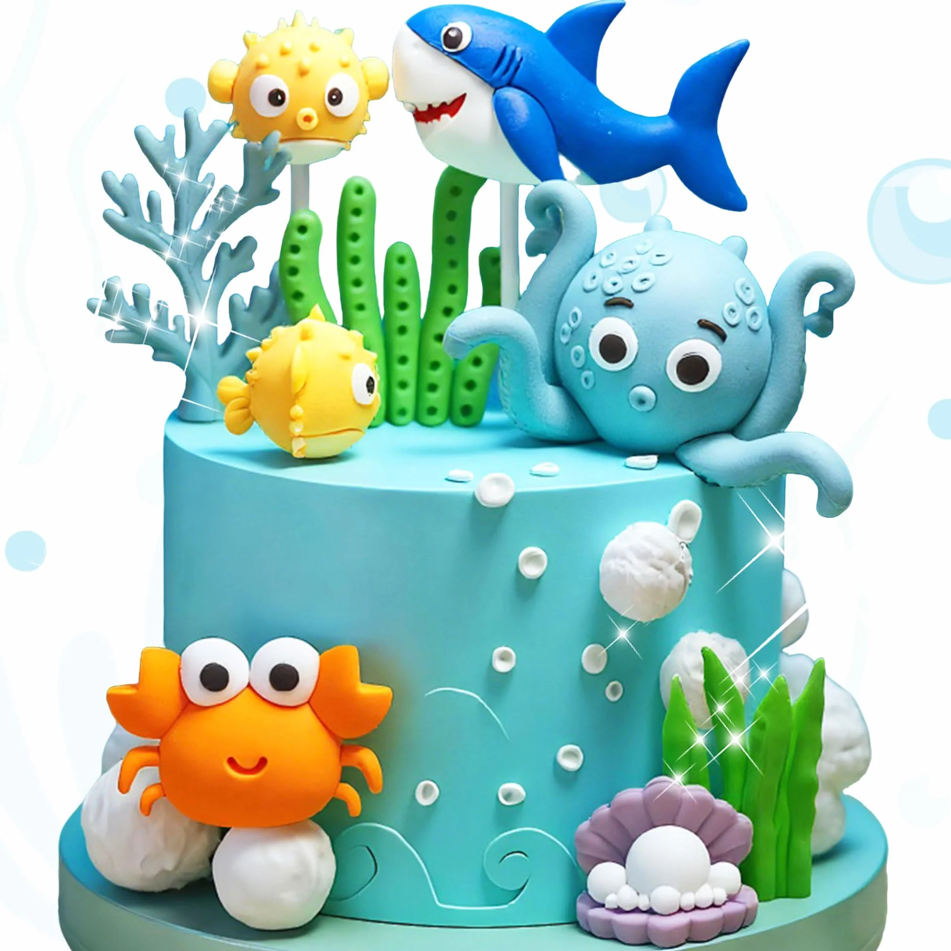 decoración torta animales marinos cumpleaños temática oceánica adornos pastel criaturas marinas figura superior para temática submarina decoración fiesta baby shower