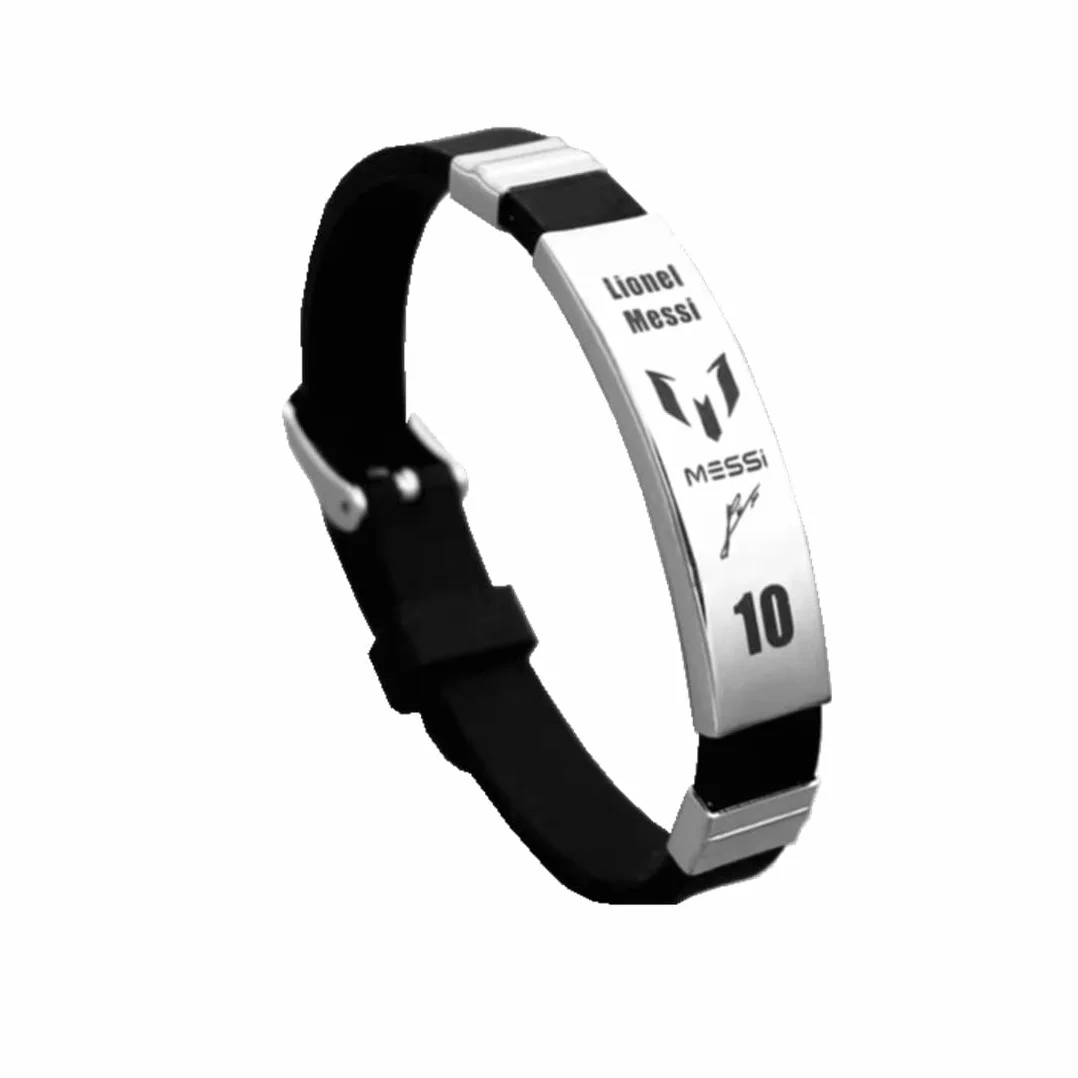 Pulsera personalizada de fútbol Messi10 silicona acero inoxidable regalo fanáticos