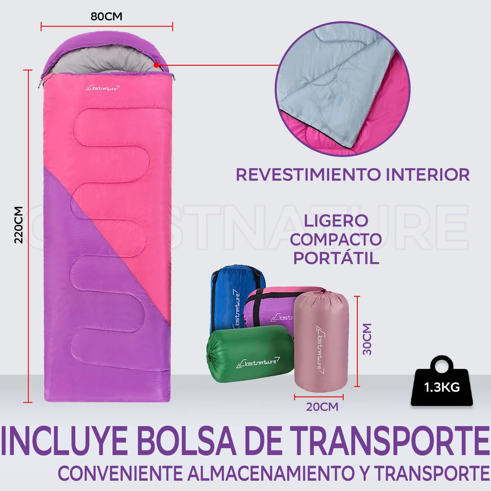 Clostnature Saco de Dormir Ligero para Acampar - Saco de Dormir Rectangular Casual al Aire Libre con Tamaño de Paquete Pequeño para Adultos, Mujeres, Senderismo de Deportes (Cremallera Izquierda)