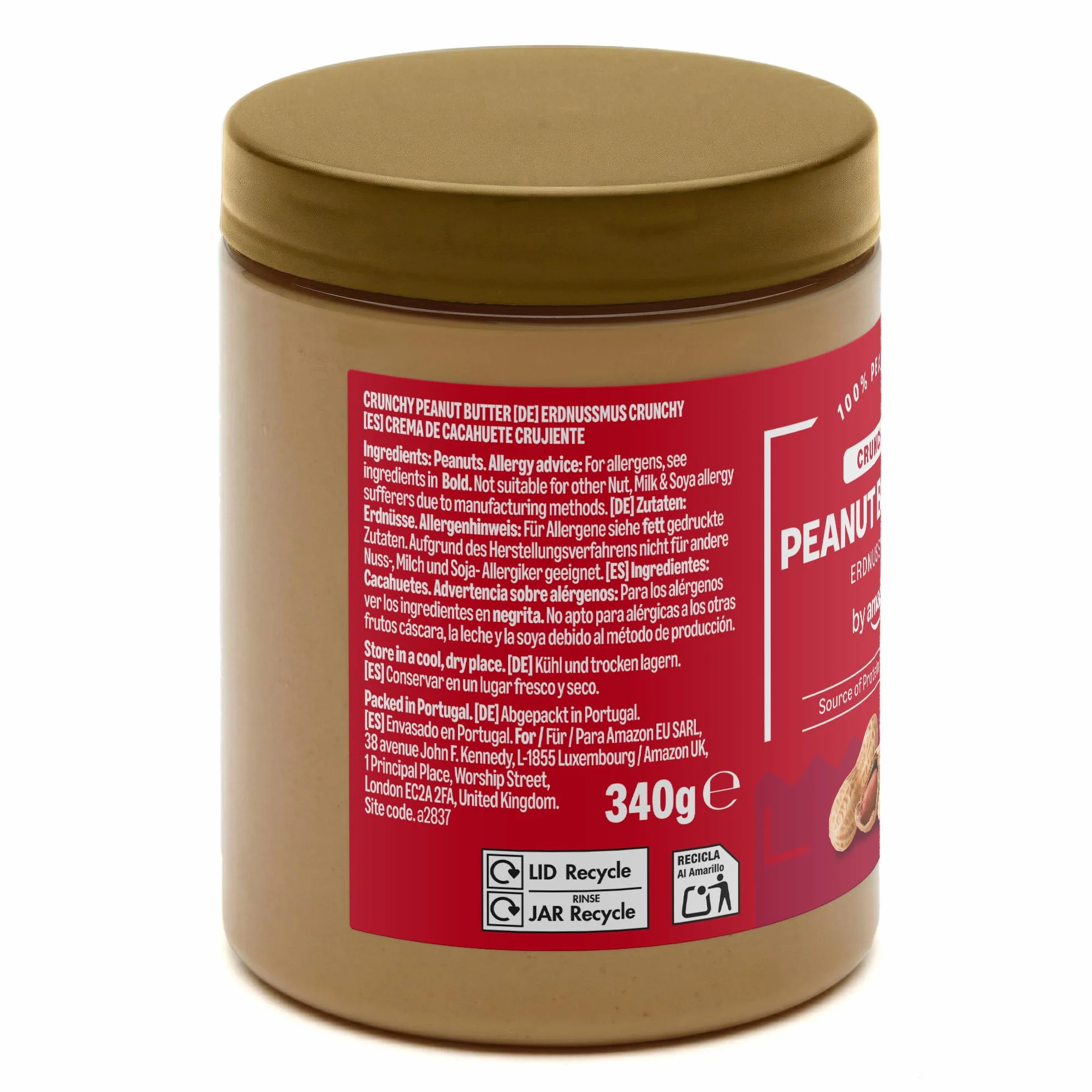 by Amazon Crema De Cacahuete Crujiente, 340g