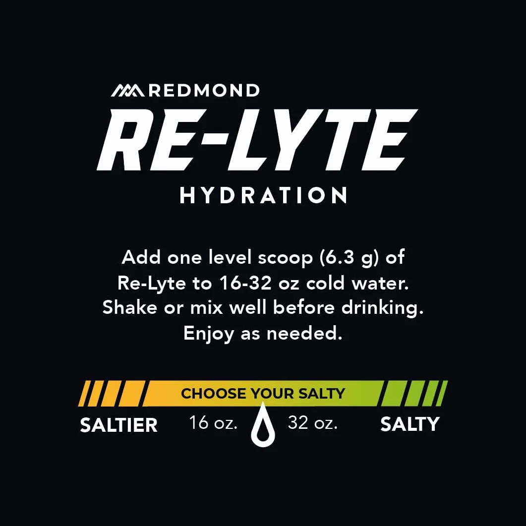 REDMOND Re-Lyte HYDRATION Drink Mix LEMON LIME LARGE, lata de 408 g - Electrolitos en polvo, sin azúcar, con auténtica sal Redmond Real Salt y más de 60 minerales y oligoelementos esenciales