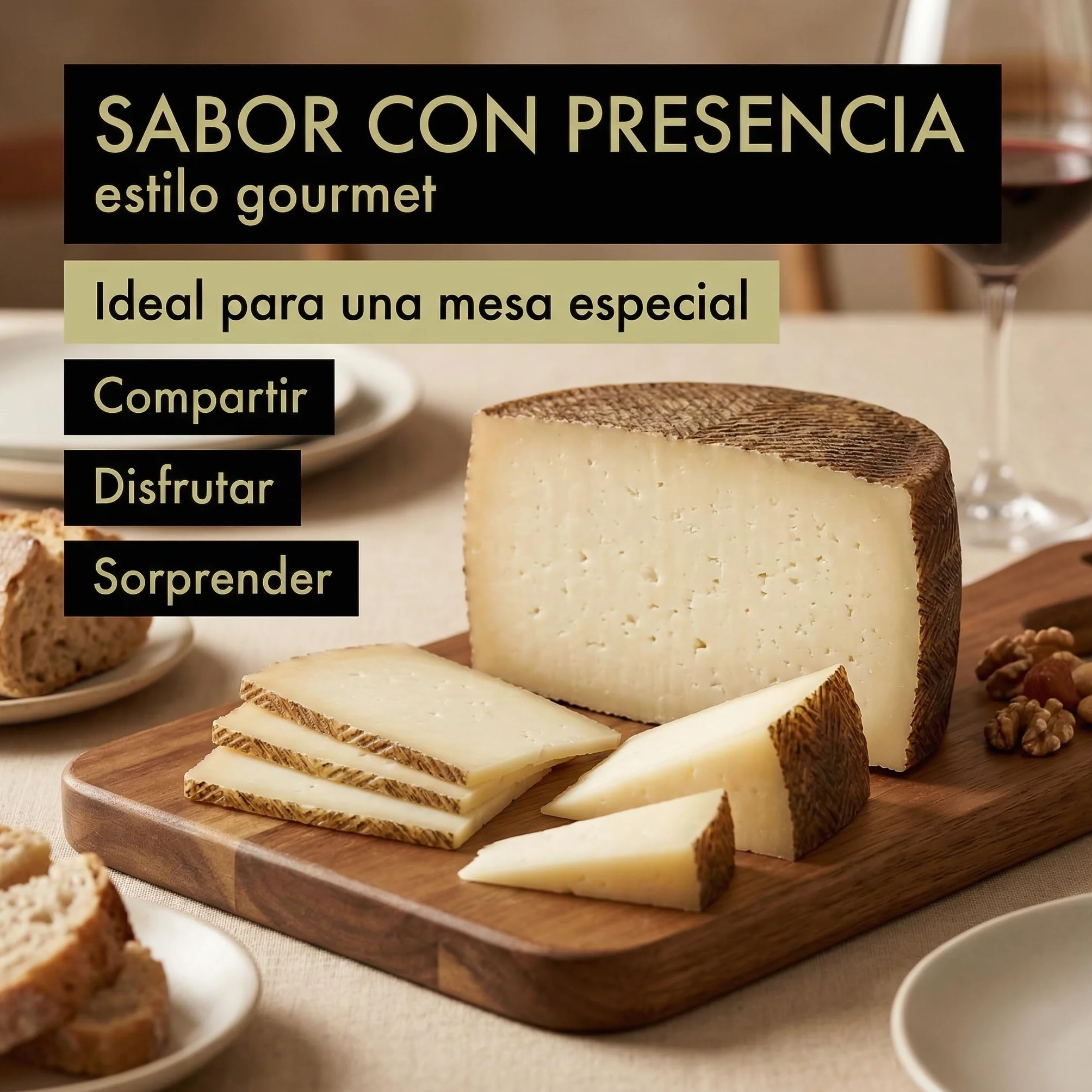SABE A SABAS Queso Curado Mezcla Manchego Picantito 1,5 Kg Leche Cruda Vaca Cabra Oveja Media Pieza Gourmet