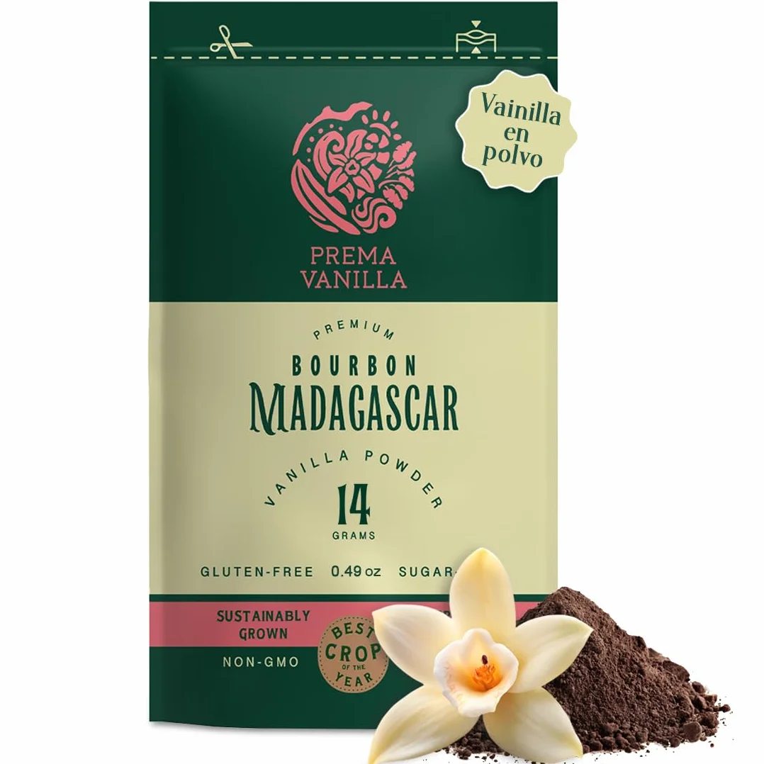 PREMA VANILLA Polvo de Vainilla Bourbon Premium – Vainilla en Polvo 100% Natural y Orgánica – Elaborada a partir de Vainas de Vainilla de Madagascar – Calidad Gourmet – Aroma Puro e Intenso