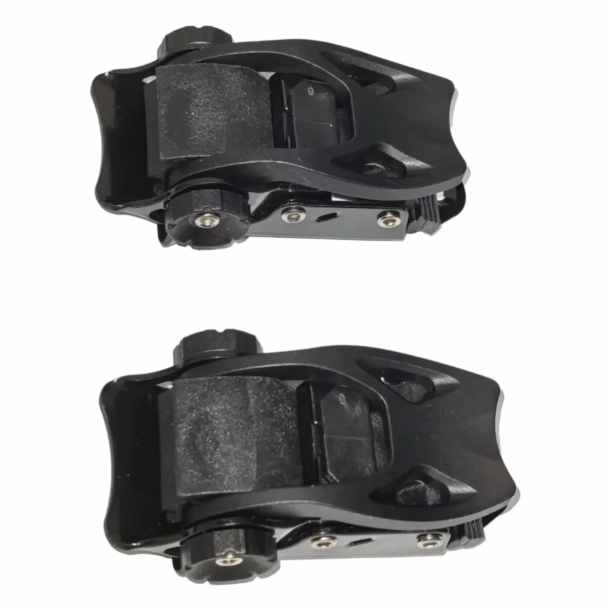 1 par de hebillas de trinquete para tabla de snowboard, base 25 mm, sistema de correa