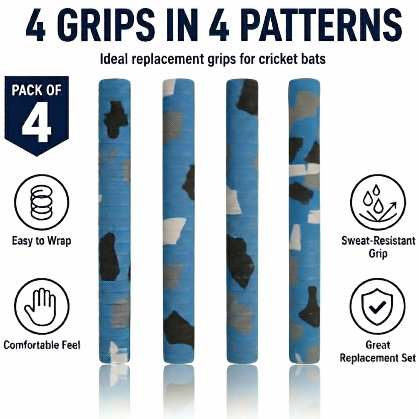 Cricket Bat Grips - Durable Rubber Grips with Soft Feel