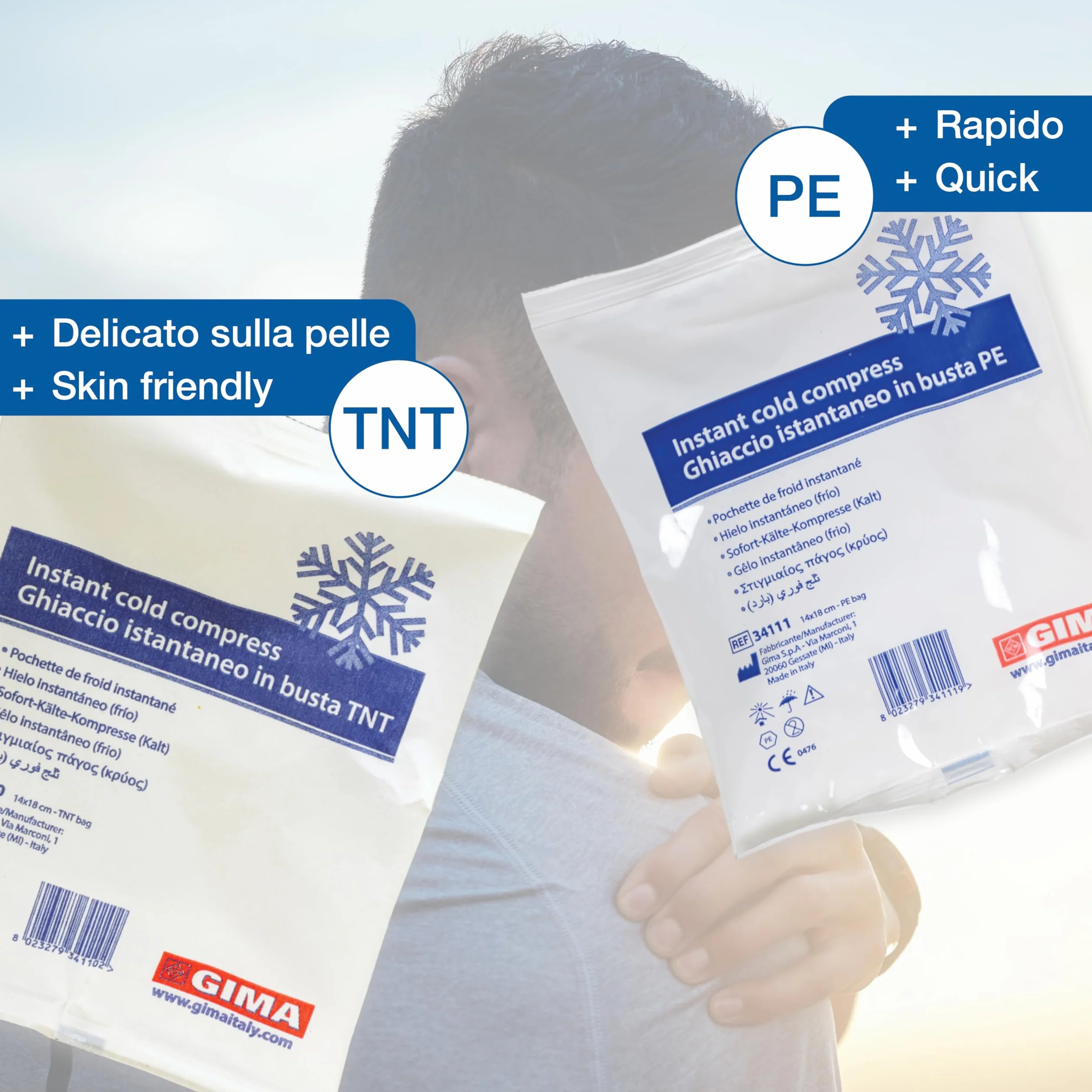GIMA Hielo instantáneo en bolsa no tejida para crioterapia, traumatismos e hinchazón 34110