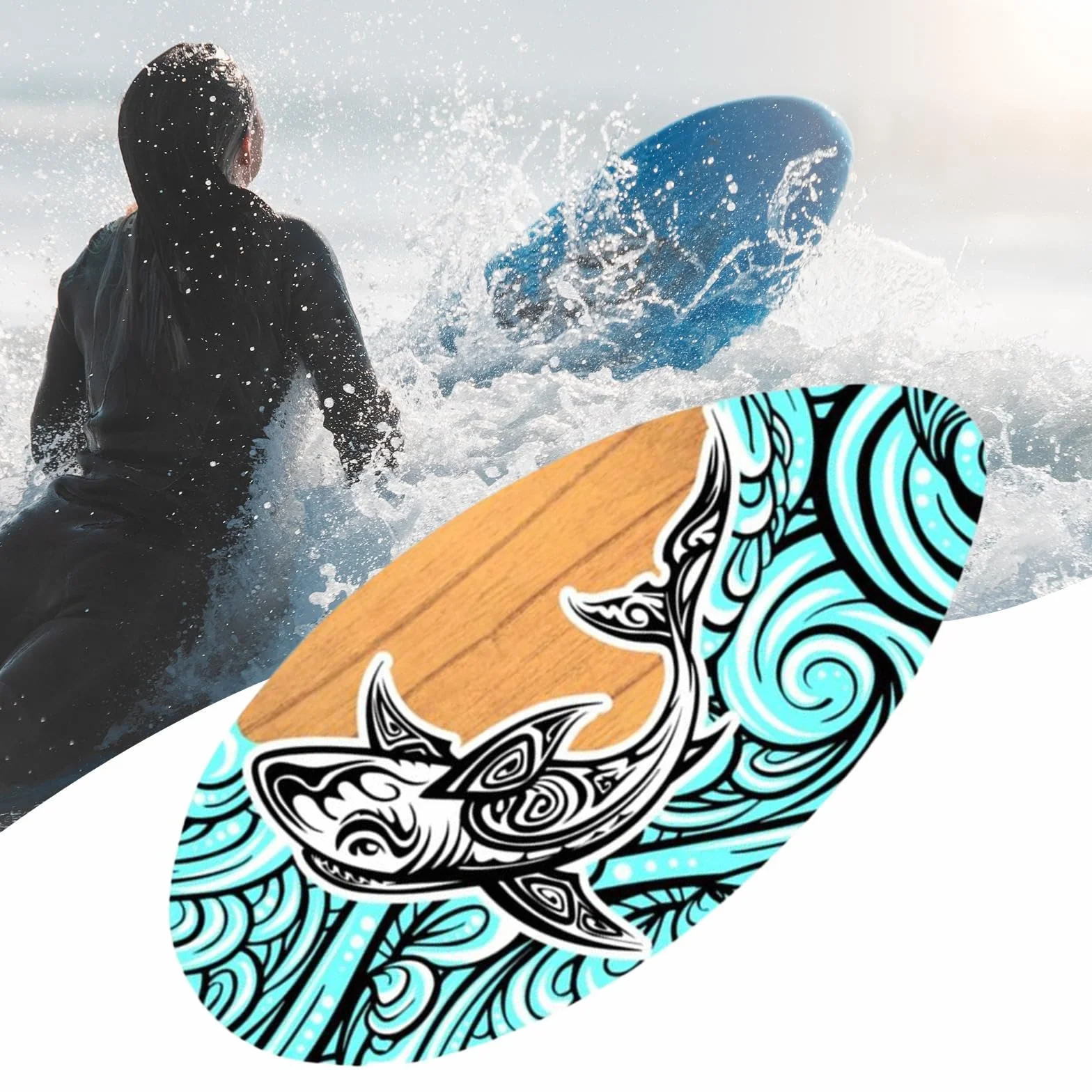 Oshhni Skimboard 41 Pulgadas Tabla de Deportes Acuáticos para Hombres Mujeres