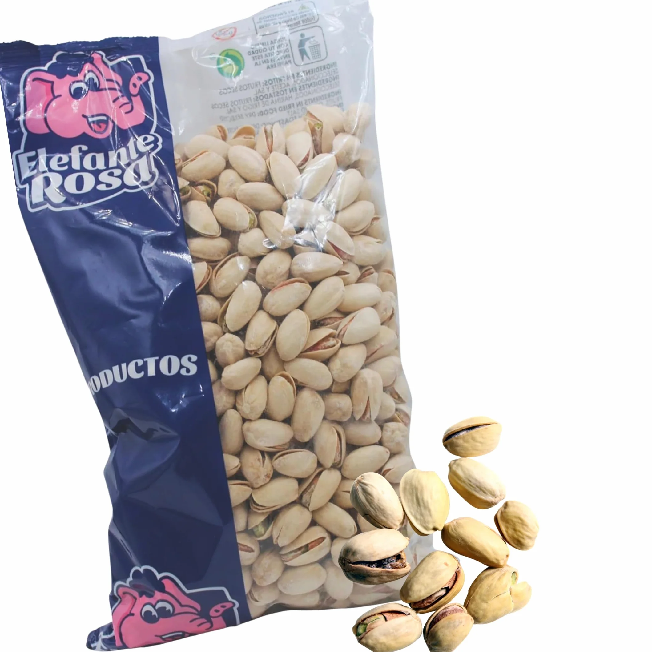 Pistachos Tostados con Sal Bolsa de 1 Kg - Elaborados por El Elefante Rosa Frutos Secos - Snack Saludable - Aperitivo Alto en Proteínas y Fibra - Ideal para Dietas Equilibradas - Pistachos Naturales