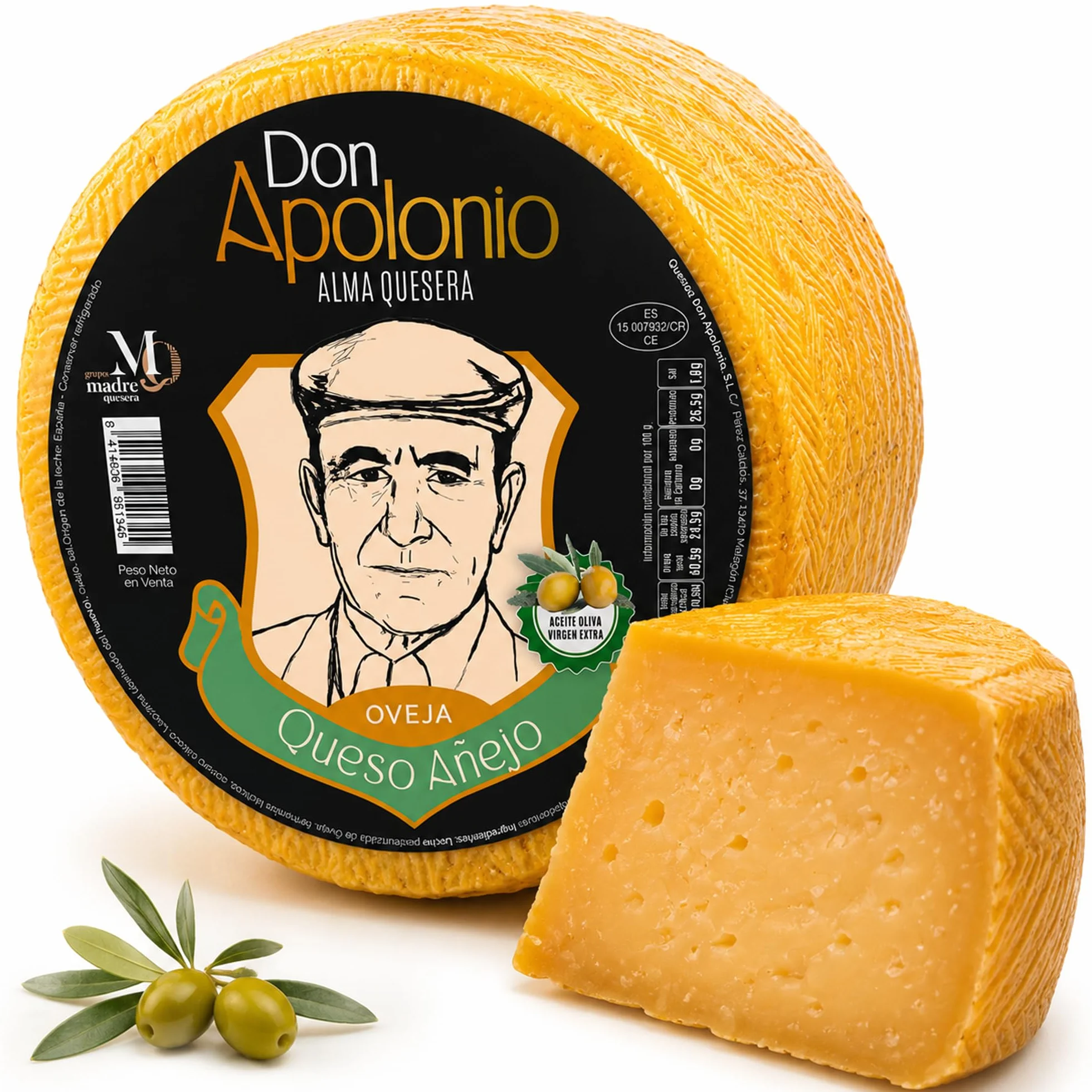 SABE A SABAS Queso de Oveja Curado Anejo Reserva 3 Kg Maduracion 15 Meses en Aceite de Oliva Virgen Extra