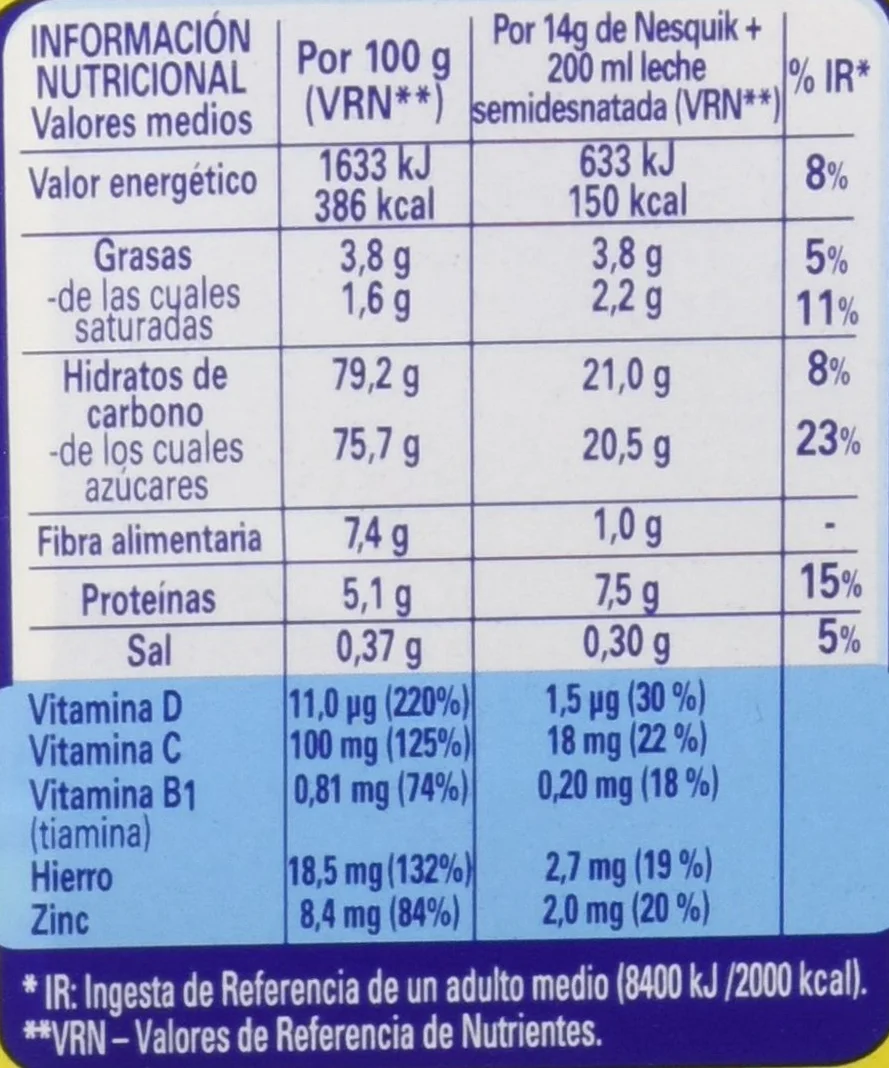 Nesquik cacao soluble instantáneo - 1 paquete x 50 sobres de 13,5 g - Total: 675 g