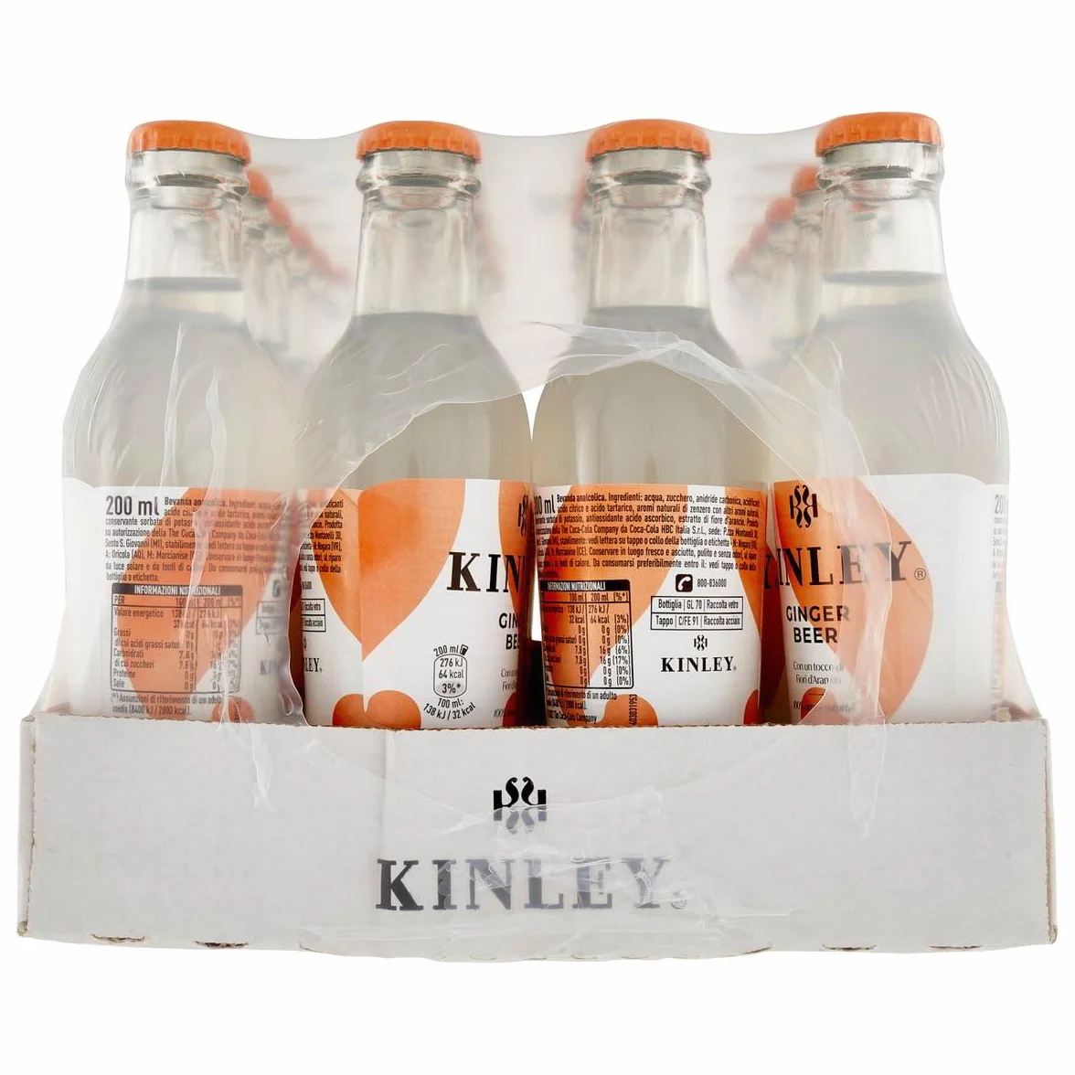 Kinley Ginger Beer, 24 botellas de cristal de 200 ml, cerveza de jengibre para mixología, bebida no alcohólica + Polpa italiana gourmet