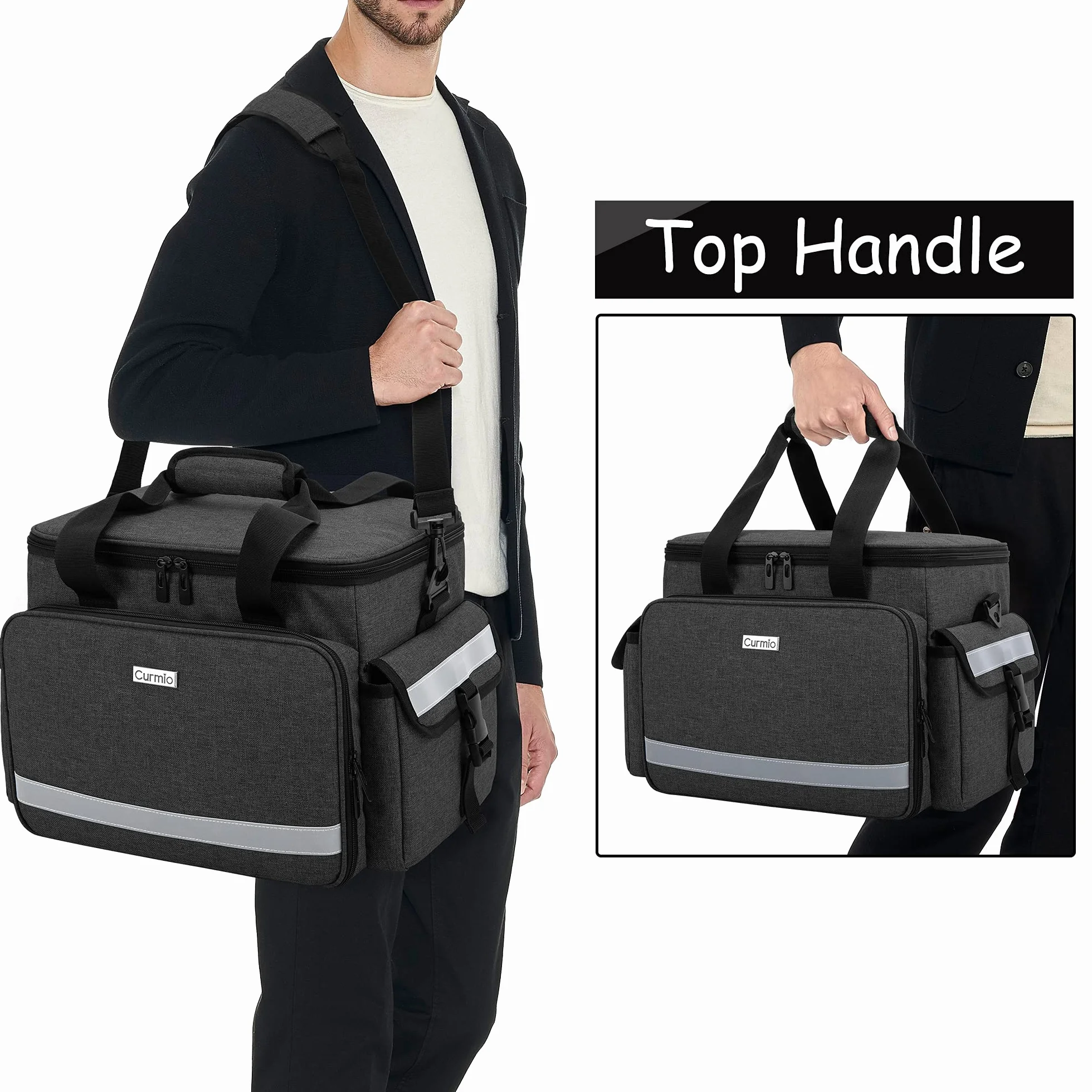 CURMIO Bolsa de Primeros Auxilios Botiquín con Bandolera y Divisores Desmontables