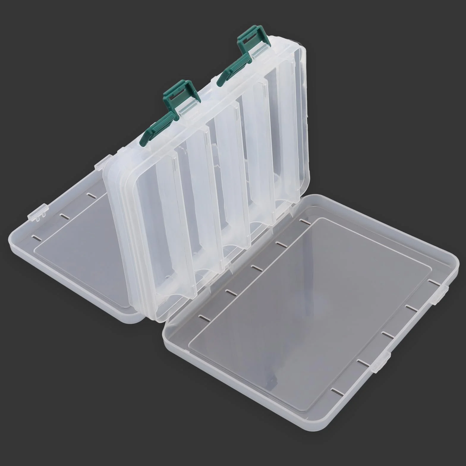 Caja de almacenamiento de aparejos de pesca transparente de plástico 10 rejillas 20 x 16 x 5 cm