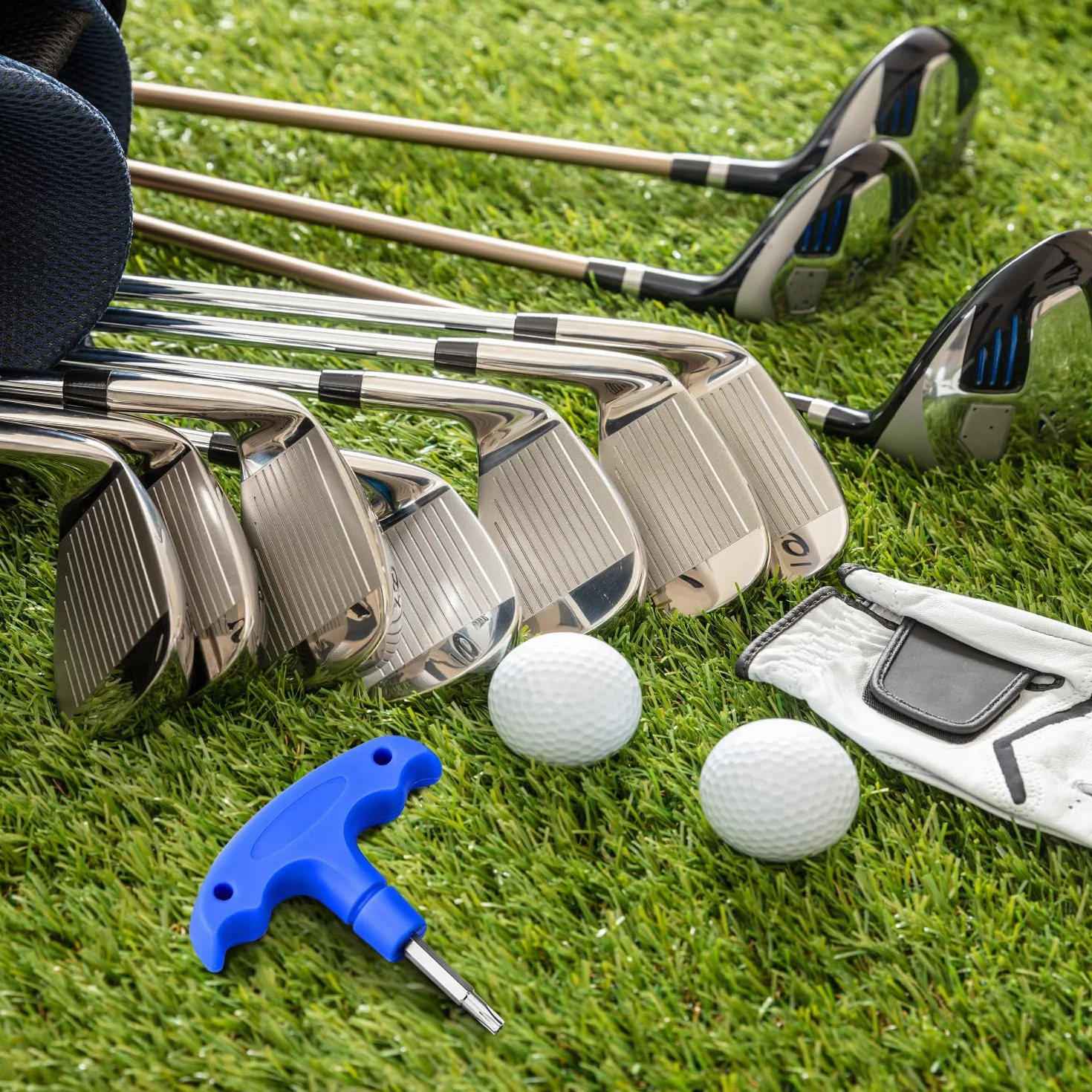 Llave Dinamométrica para Golf, Herramienta de Ajuste de Cabeza de Palos, Adaptador de Eje Azul