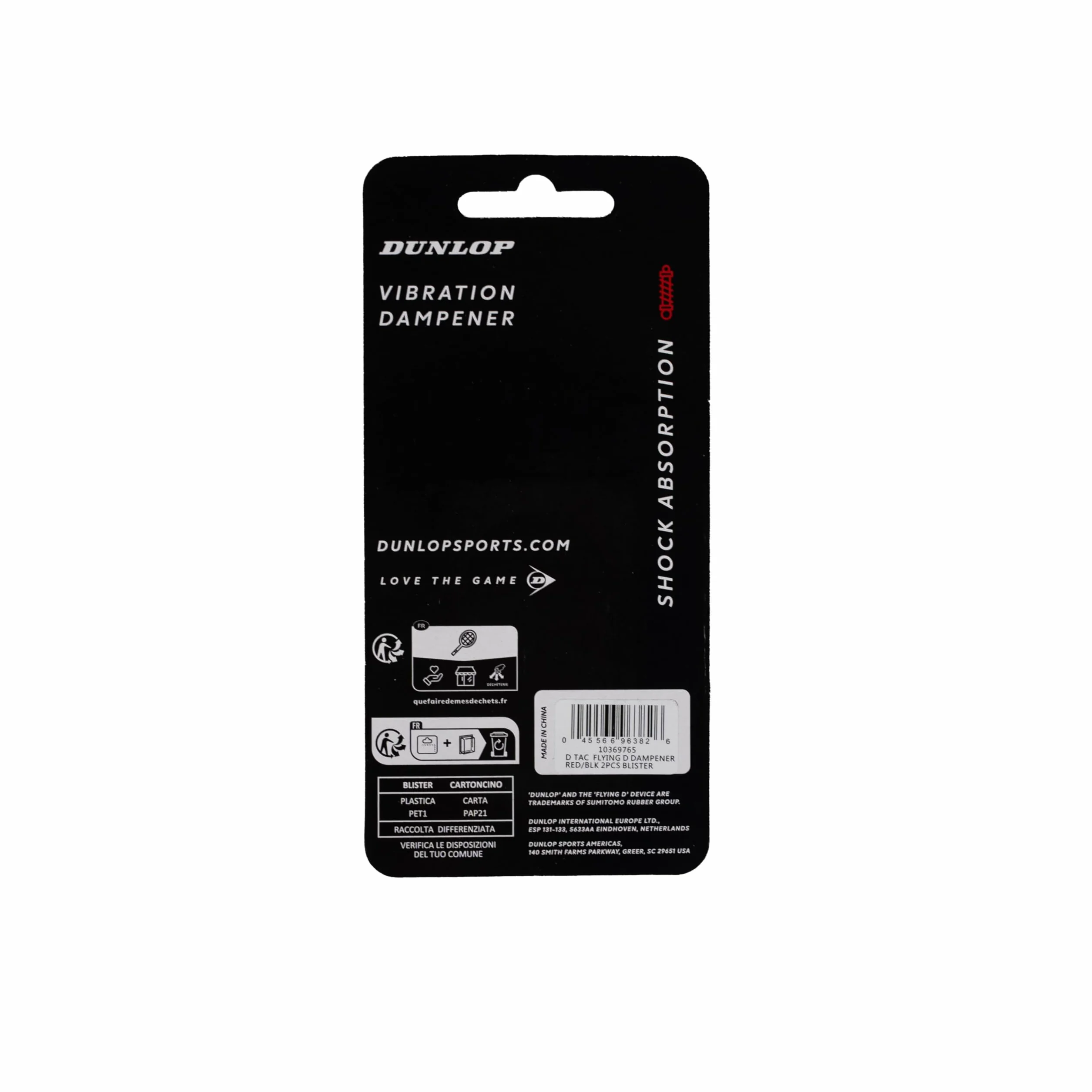 Amortiguador Dunlop Flying D Rojo/Negro Pack 2 - Amortiguador de Vibraciones para Raqueta de Tenis