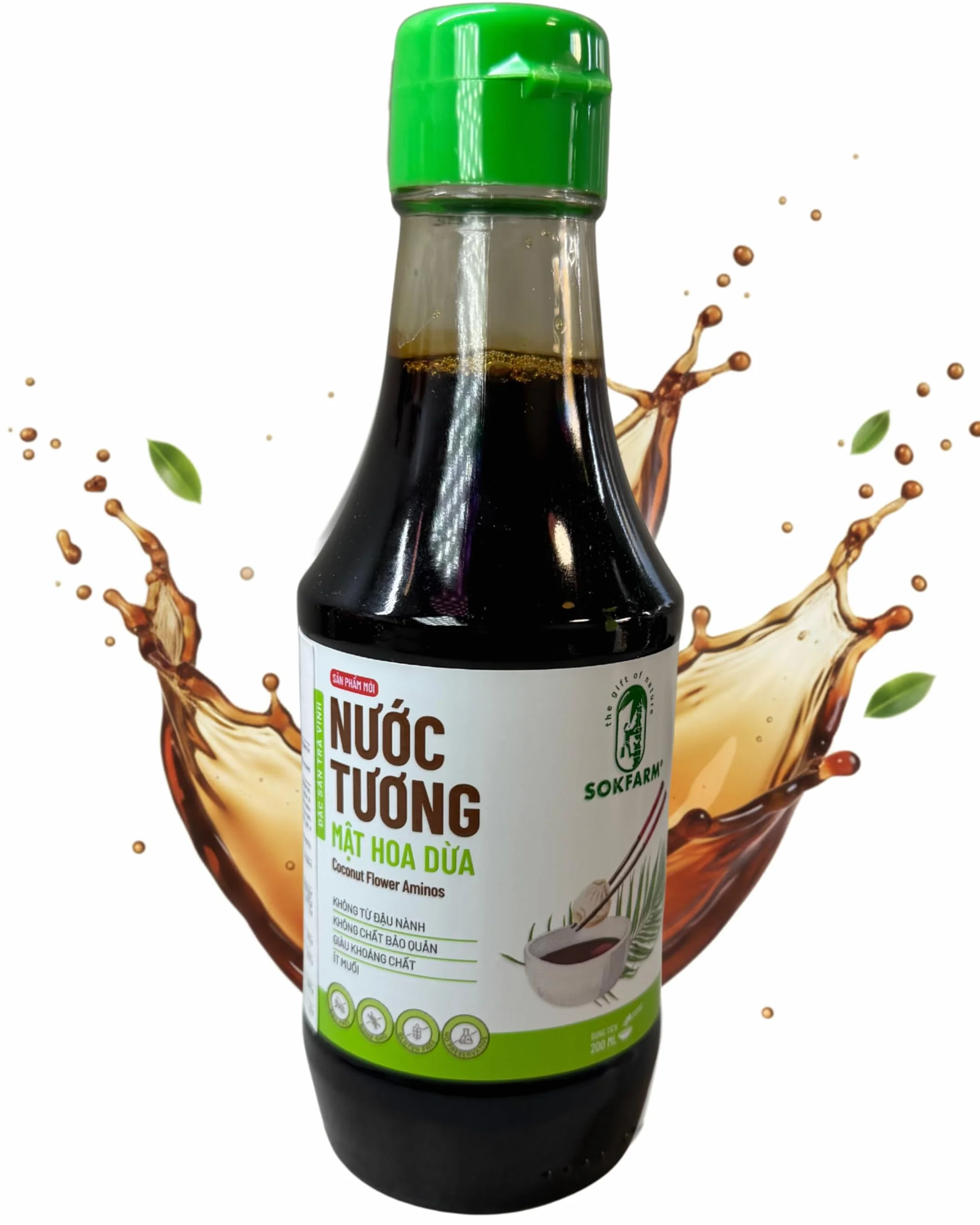 Salsa condimentosa de aminococo – alternativa a la salsa de soja – Vegano, sin gluten, sin soja – Botella de 200 ml
