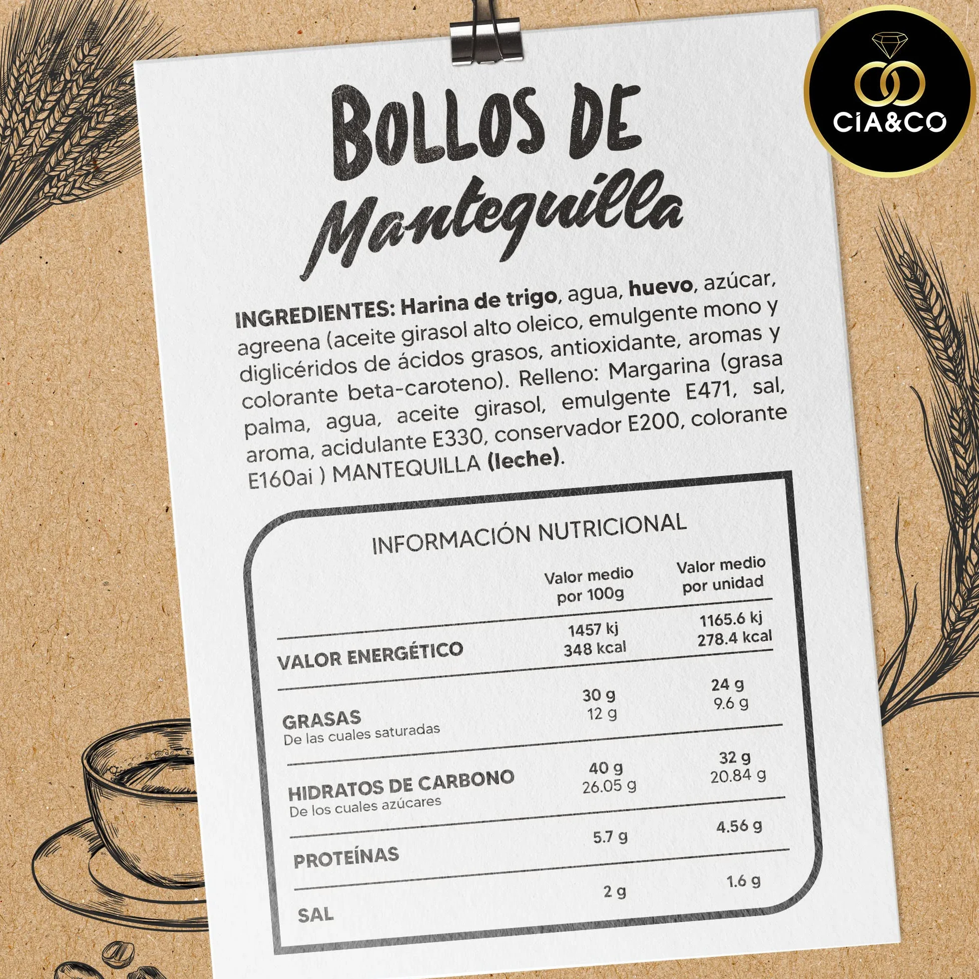 5 Bollos de Mantequilla Artesanos Cia&Co · Receta tradicional y típica Vasca con mucha mantequilla en el interior · Envasado Individualmente para mayor duración.