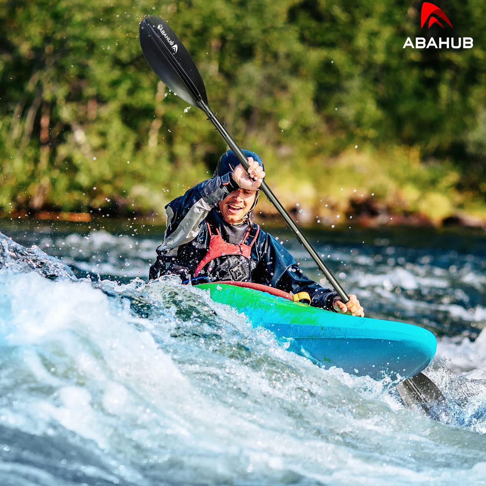 Abahub Kayak Pala Doble de Aluminio 218-241 cm Línea de Remo