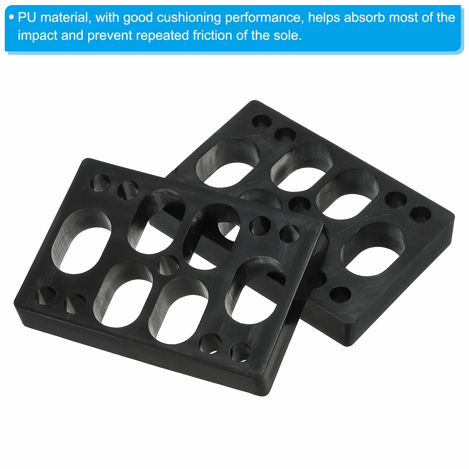 PATIKIL 1/2" Almohadillas Elevadoras para Skateboard, Paquete de 2, Cuña Angular de PU 3x2, Negro