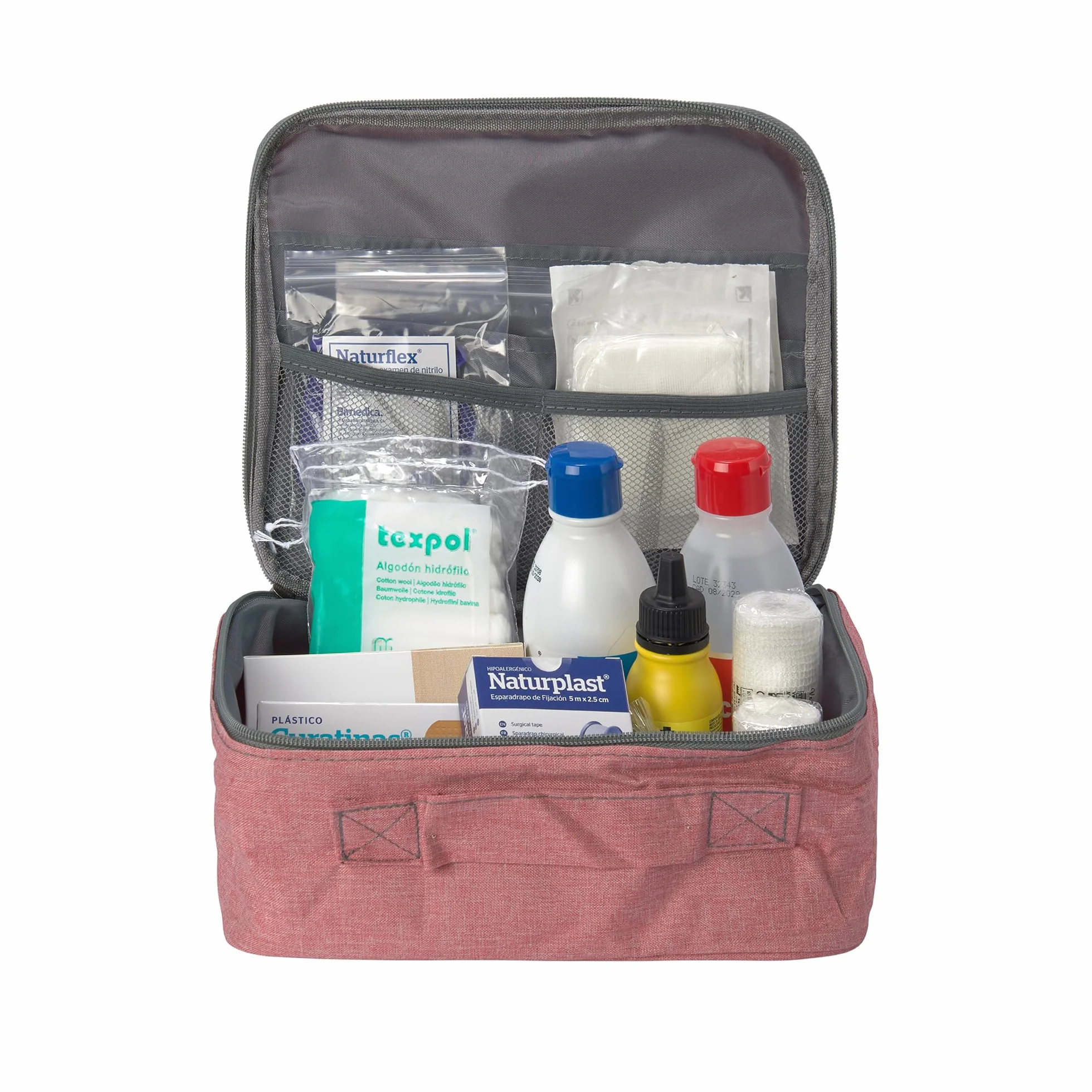 Farma Care Botiquín Burdeos Neceser Primeros Auxilios 25x22x12 cm Completo Emergencia Viaje Acampada Coche Supervivencia