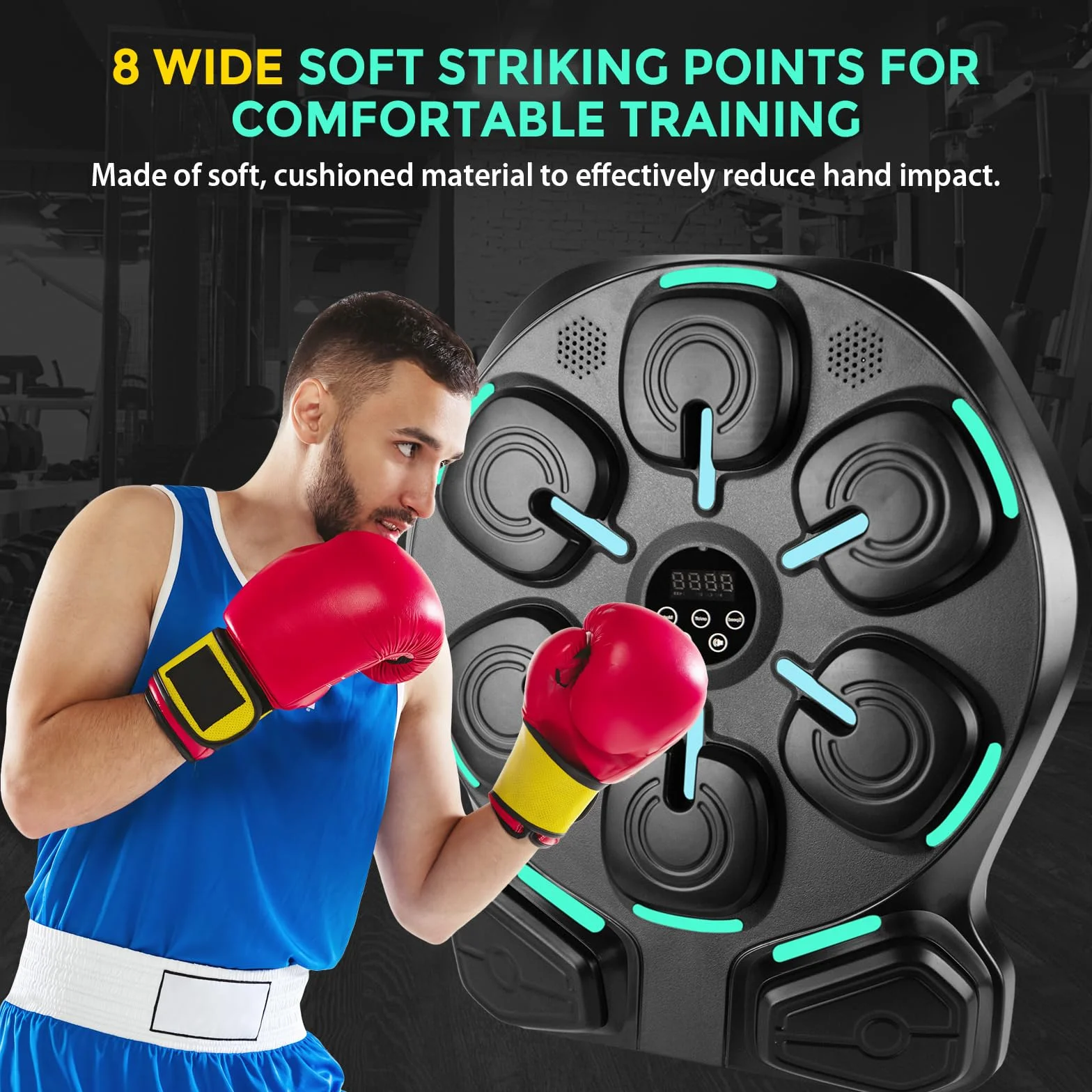Máquina de Boxeo Musical con Bluetooth, 8 Puntos de Golpeo, 9 Modos de Entrenamiento, 2 Guantes