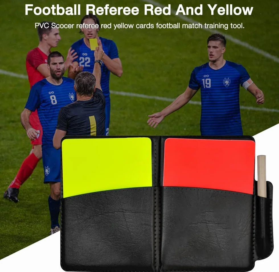 Juego de Tarjetas de Árbitro Deportivo de Fútbol, Tarjeta Roja PCV y Amarilla con Accesorios