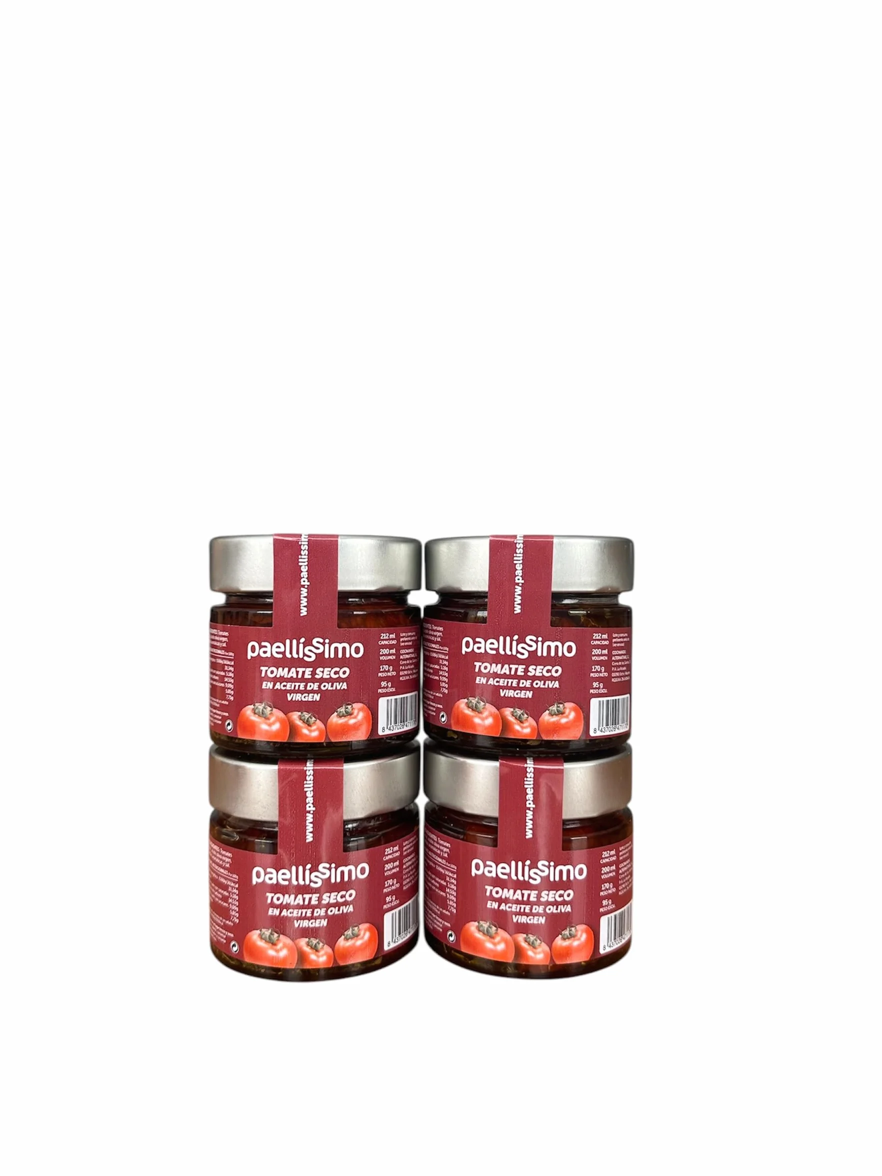 Paellissimo – Tomate Seco en Aceite de Oliva Virgen - 4 Tarros de 170gr.