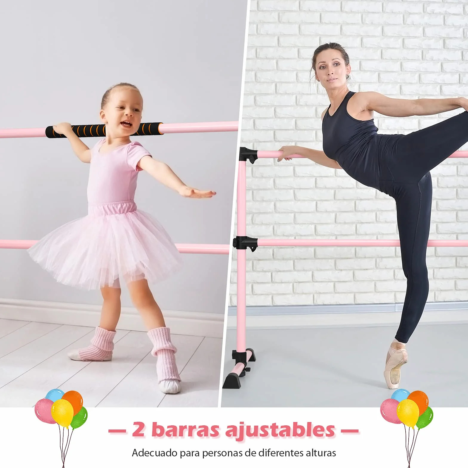 COSTWAY Barra de Ballet Independiente Móvil Altura Regulable 50 kg