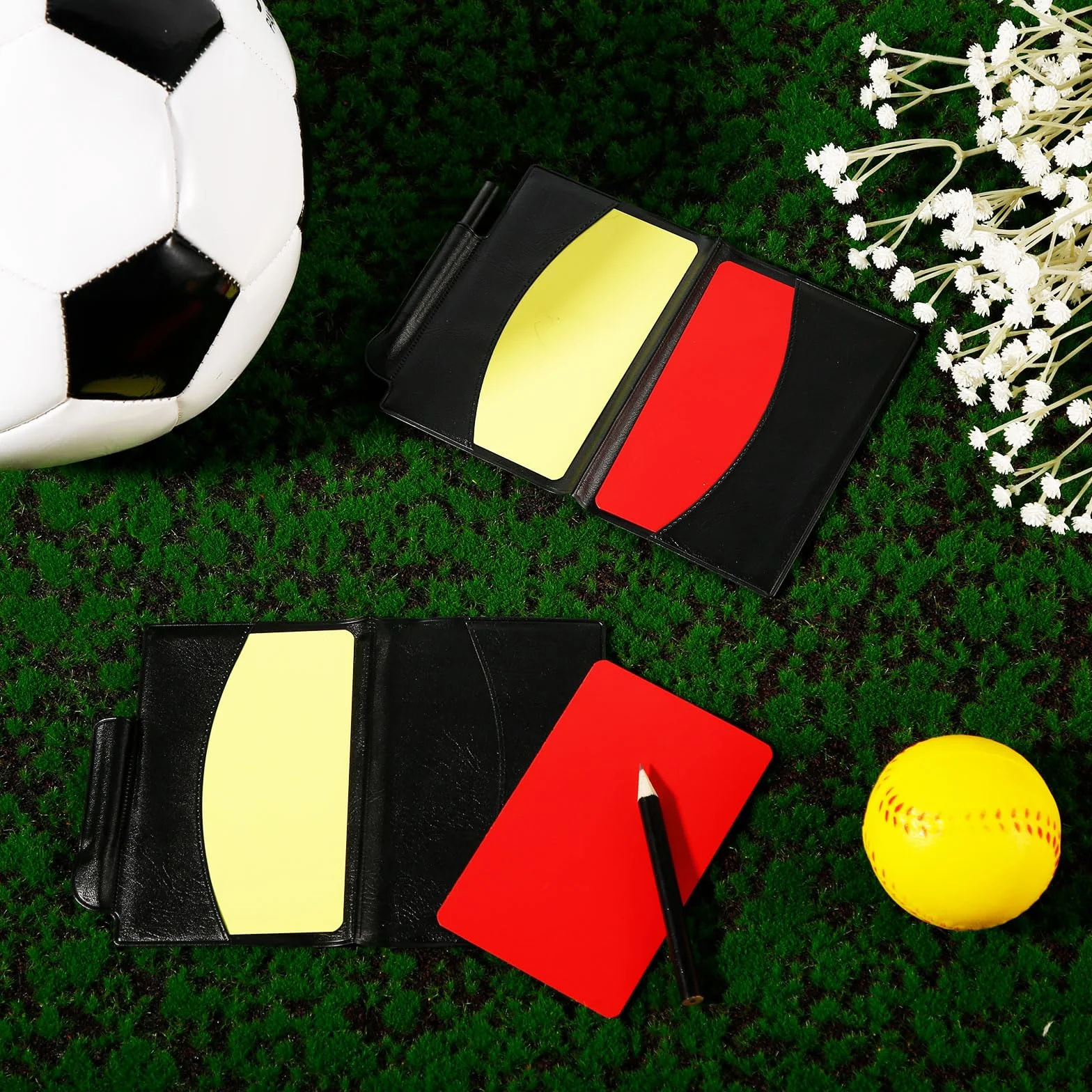 4 Juegos de Tarjetas de Árbitro de Fútbol con Tarjetero PU - 8uds Tarjetas Roja y Amarilla para Deportes Oficiales