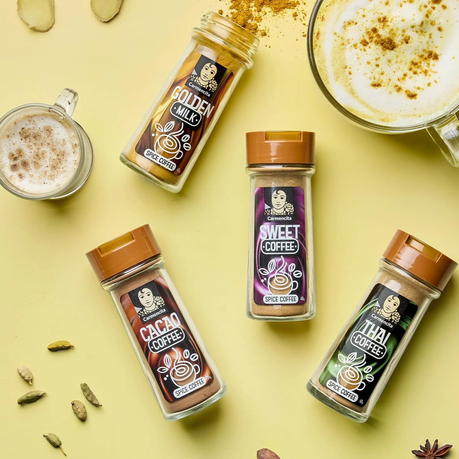Carmencita Golden Milk, Mezcla de Especias para Café, Sin Gluten, 42 g