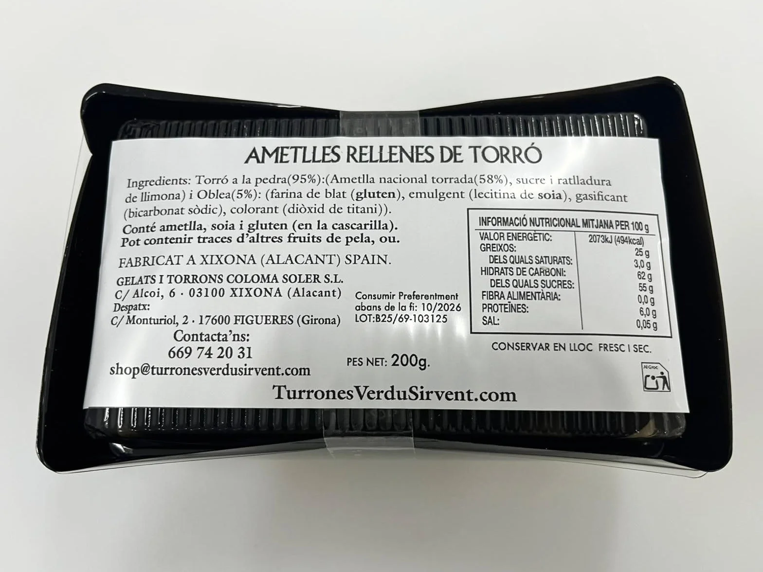 Almendra Rellena de Turrón Artesano (hechas a mano) - Juan Verdú Sirvent (200g)