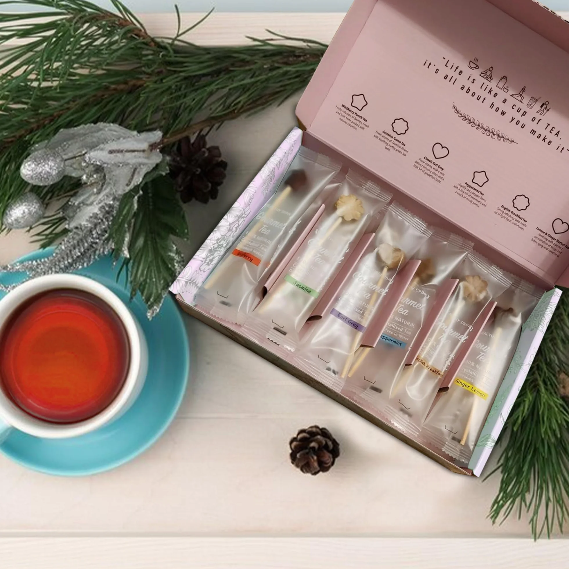 Tea-Pop Caja de regalo de té en barra, 100% natural, se disuelve en agua