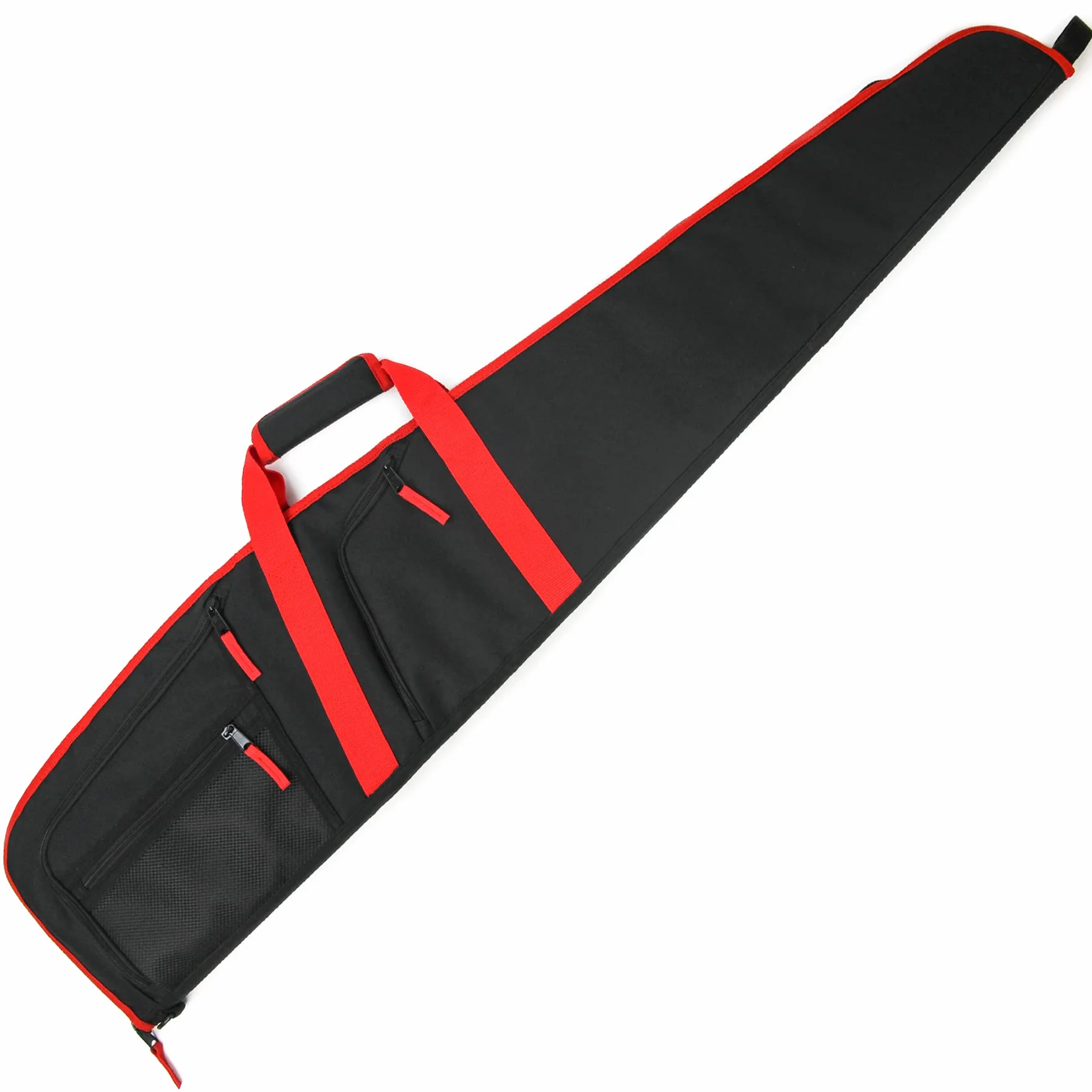 Funda para Carabina Acolchada Bolsa de Transporte con Correa de Hombro Ajustable para Rifle Armas 125cm Negro-Rojo