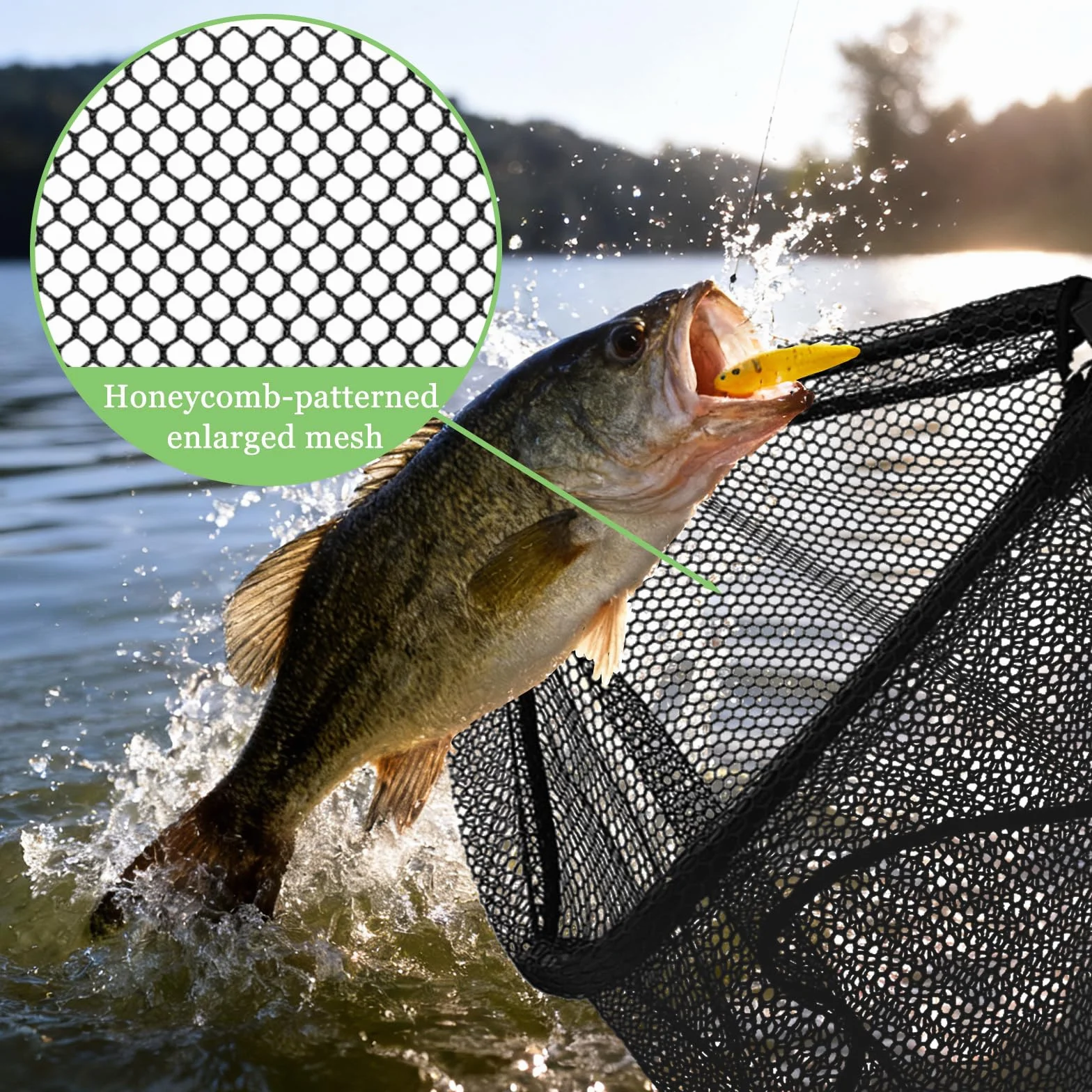 CATELL Red de Pesca Telescópica Triangular 90cm Malla de Goma Sacaderas