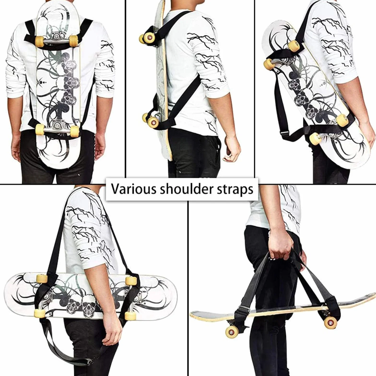 Correa de Transporte Mochila Ajustable para Snowboard Longboard Monopatín Equipo