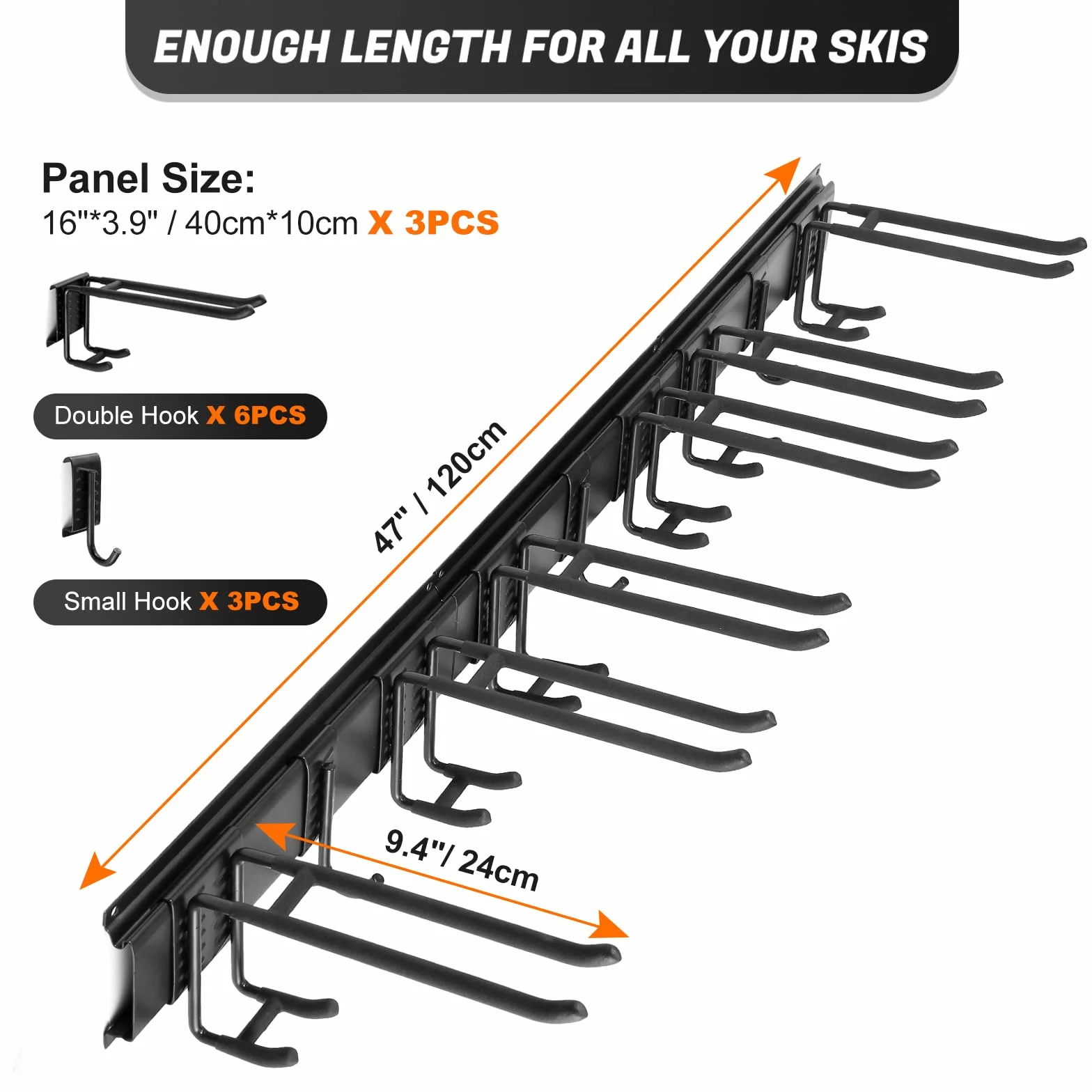 Odoland Soporte de Pared para Portaesquís de Snowboard Multipropósito, hasta 136 kg