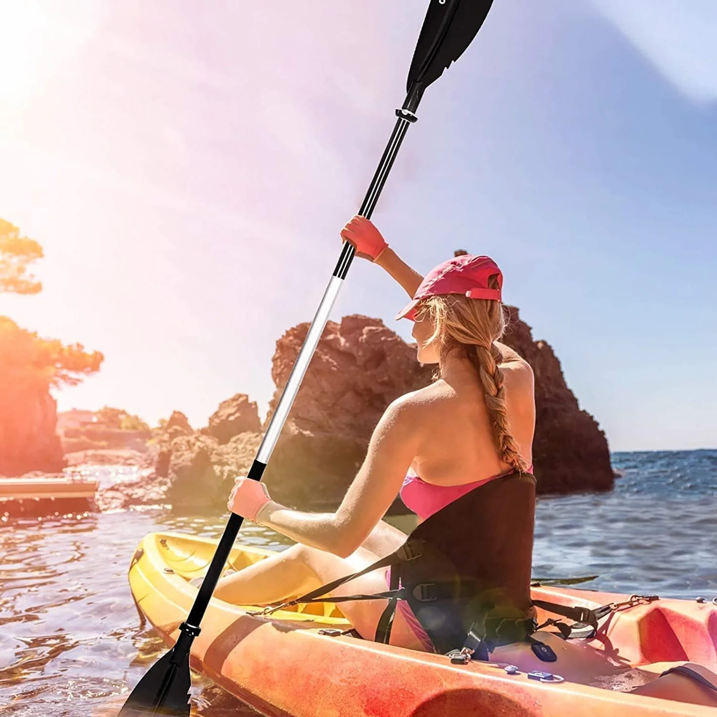 Overmont Remos Aluminio Doble Convertibles en uno 3 Angulos Ajustables Anti-sumergido 222cm para Sup Kayak