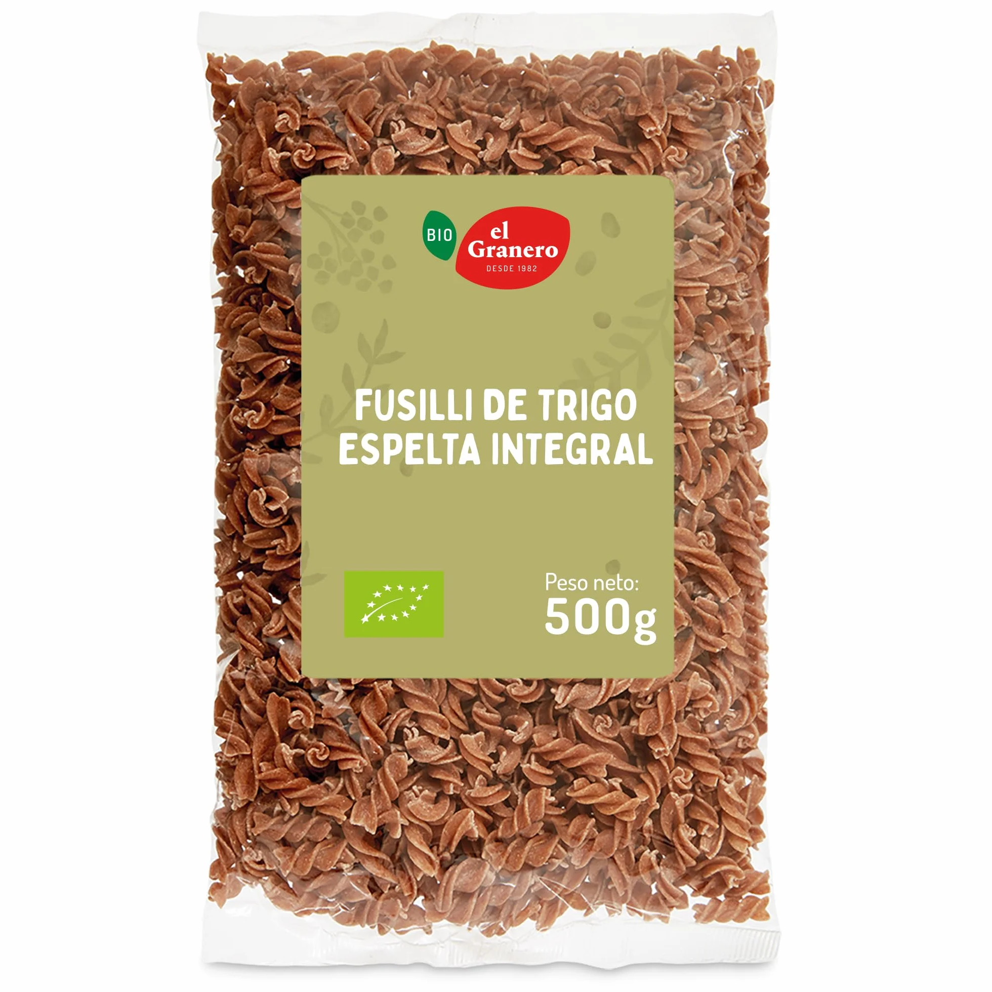 El Granero Integral - Fusilli de Trigo Espelta Integral BIO - 500 g - Fuente Rica en Proteínas - Alto Aporte Energético - Ideal para Todas las Recetas de Pasta - Apto para Veganos