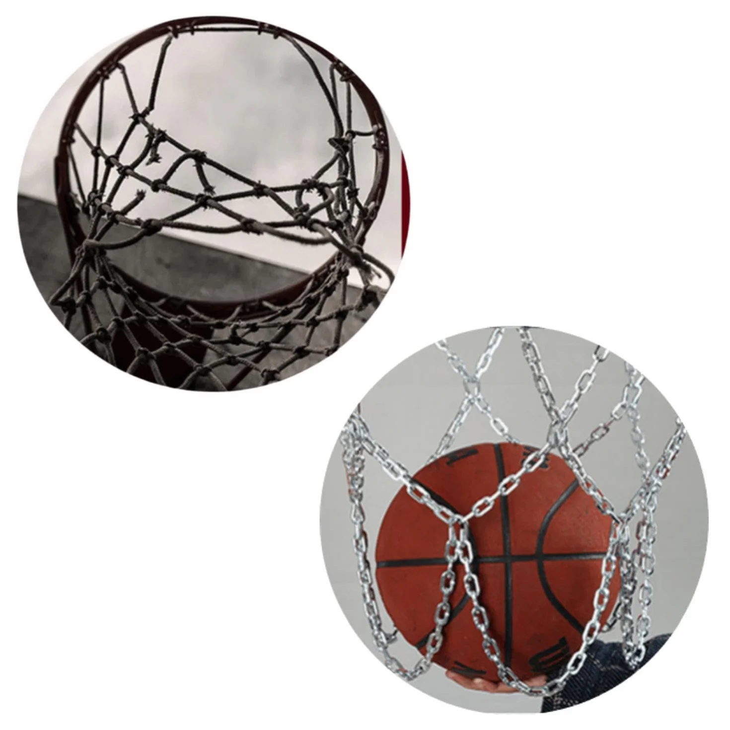 Aoser Red de baloncesto resistente con cadena Plata metalizada
