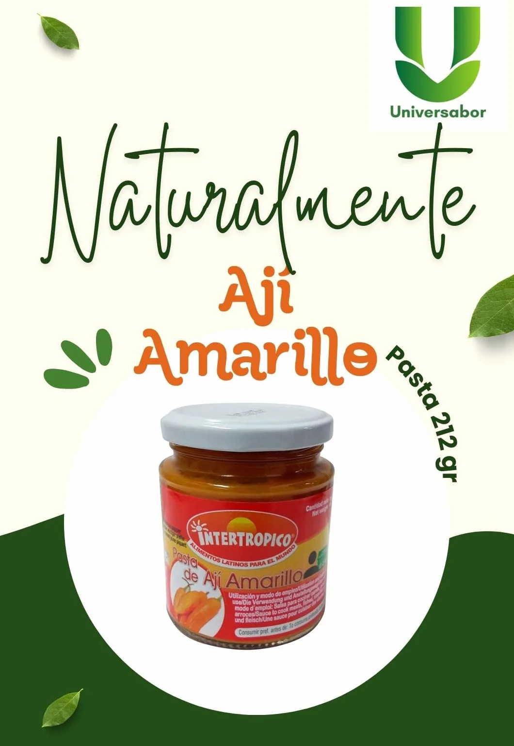 Pasta de Ají Amarillo Peruano Intertropico 212g - Bote de Cristal | Sabor Auténtico y Picante, Ingrediente Gourmet para Platos y Salsas